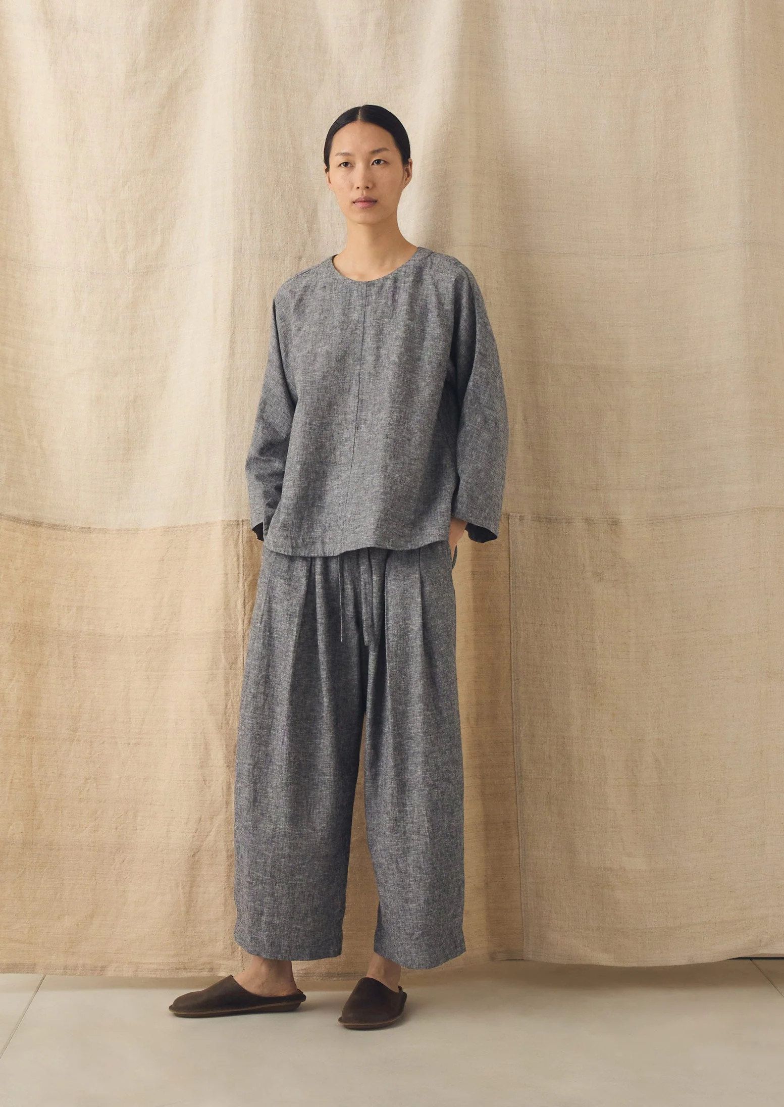 A Line Linen Cotton Top | Soft Charcoal - Image 4