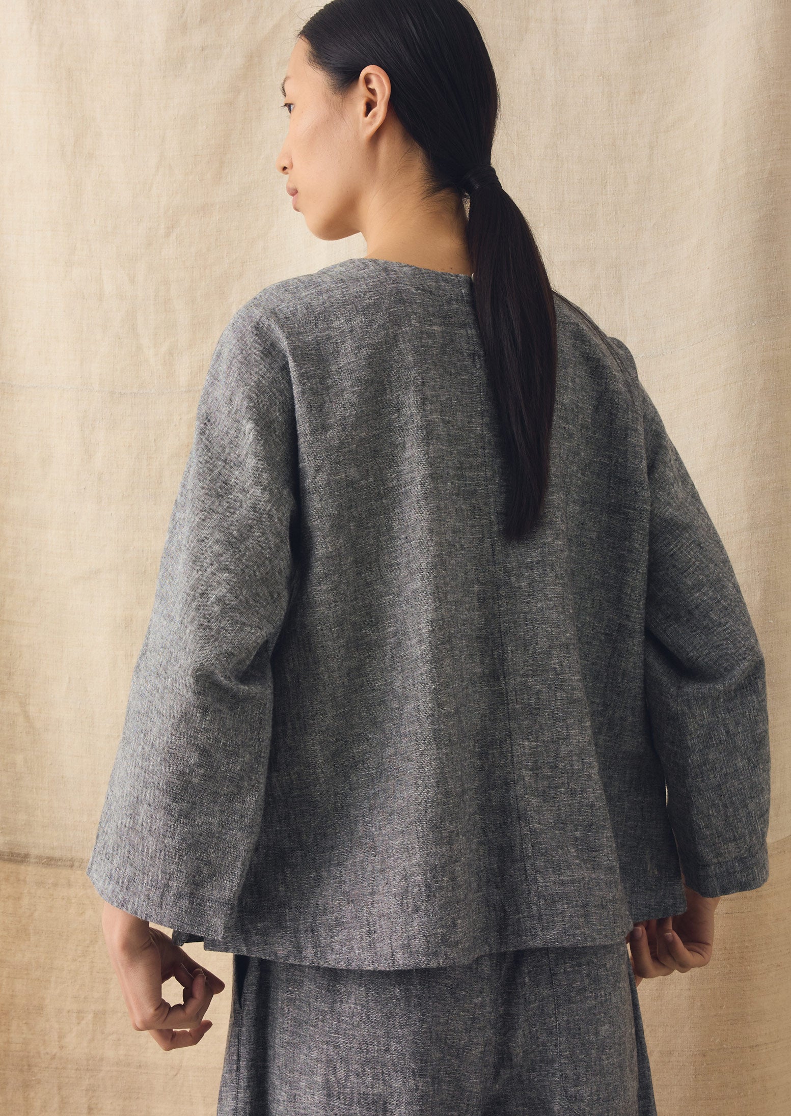 A Line Linen Cotton Top | Soft Charcoal - Image 5