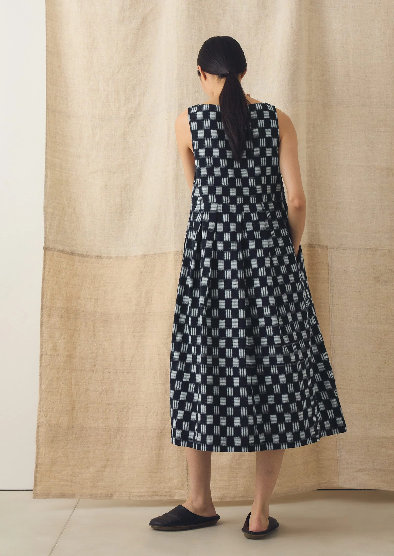Aila Lore Ikat Cotton Dress | Indigo - Image 6