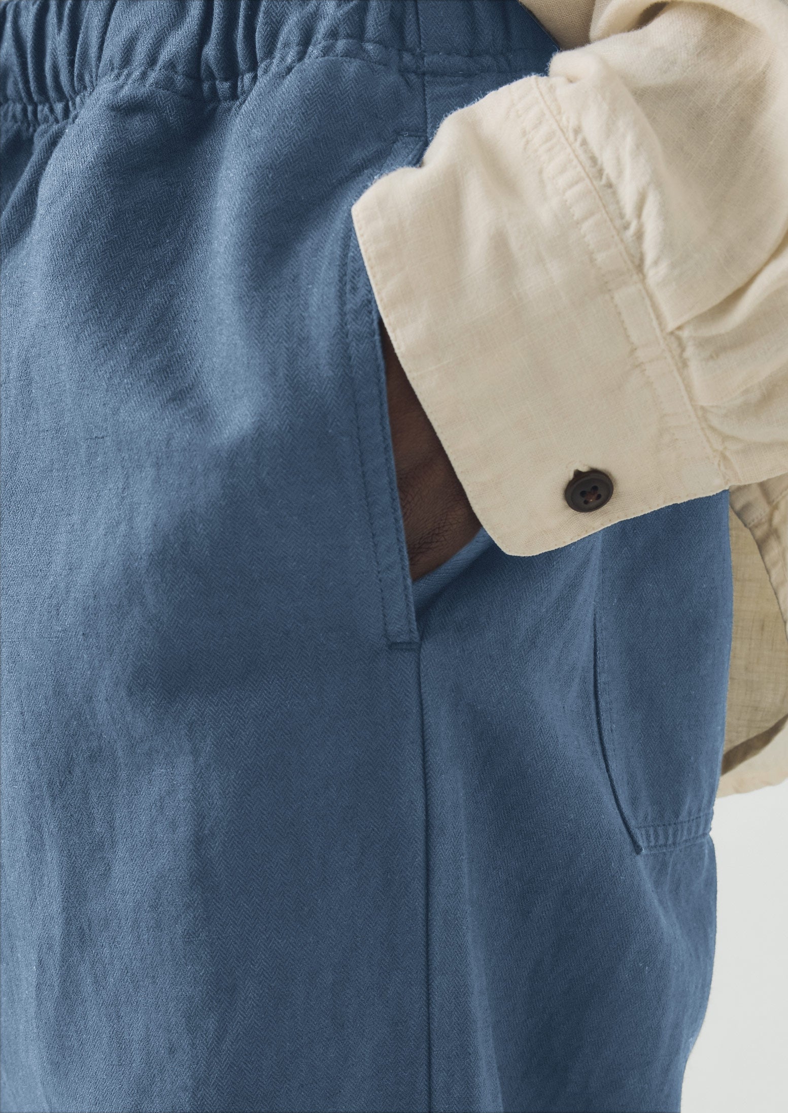 Alfie Garment Dyed Herringbone Trousers | Slate Blue - Image 3