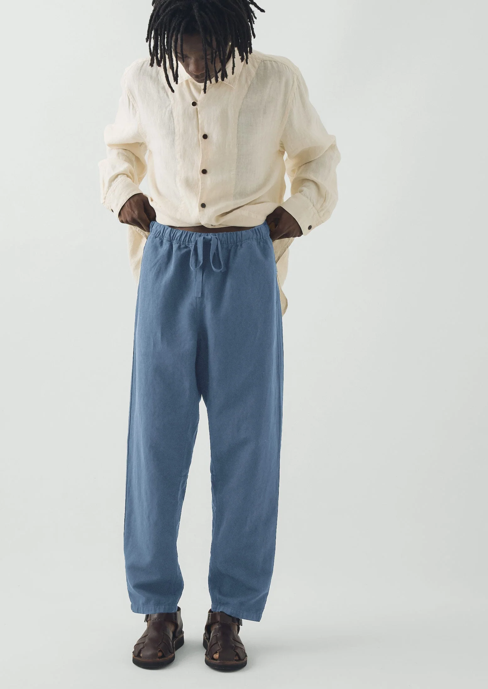 Alfie Garment Dyed Herringbone Trousers | Slate Blue - Image 5