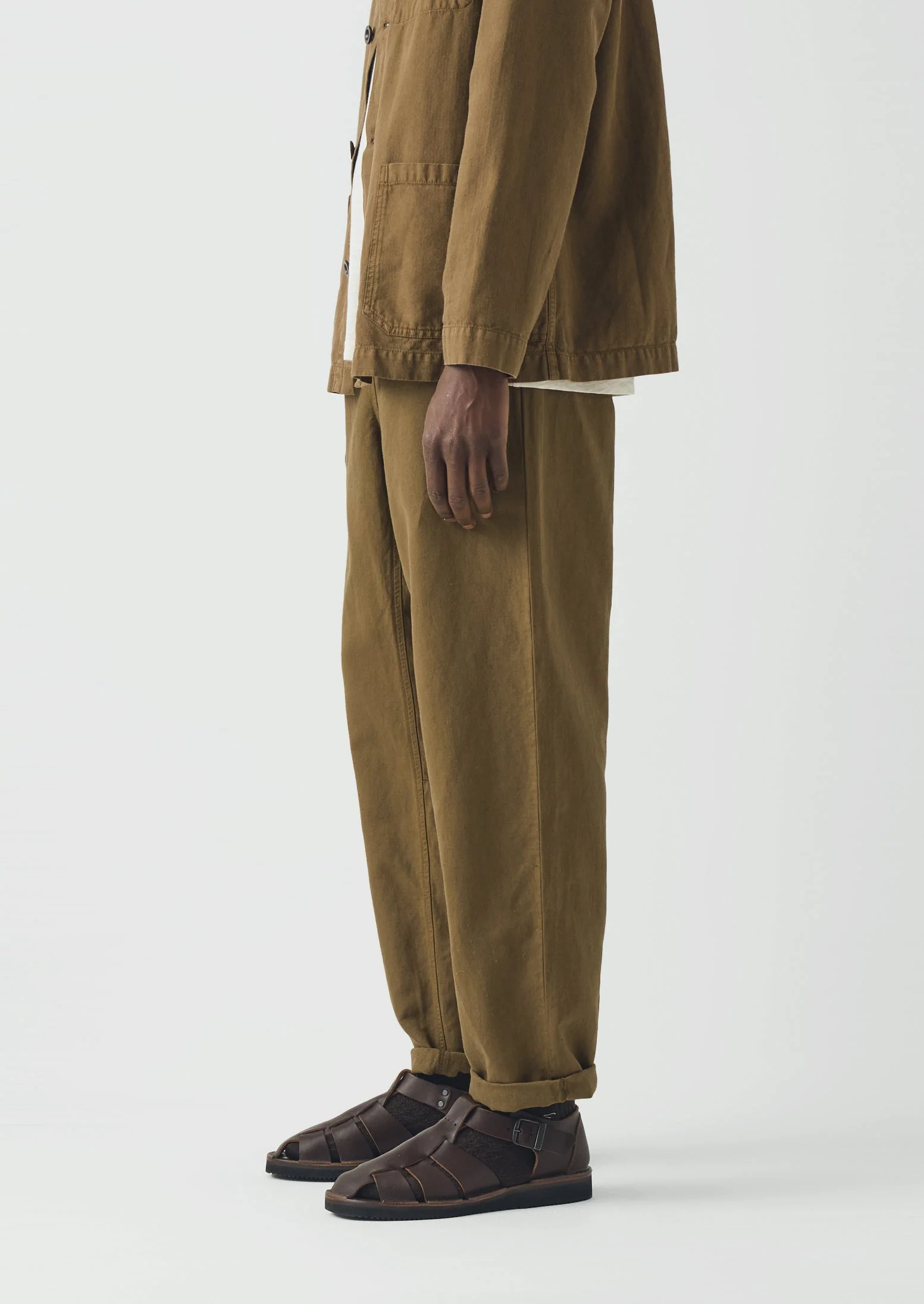 Alfie Garment Dyed Herringbone Trousers | Woodland Green - Image 2