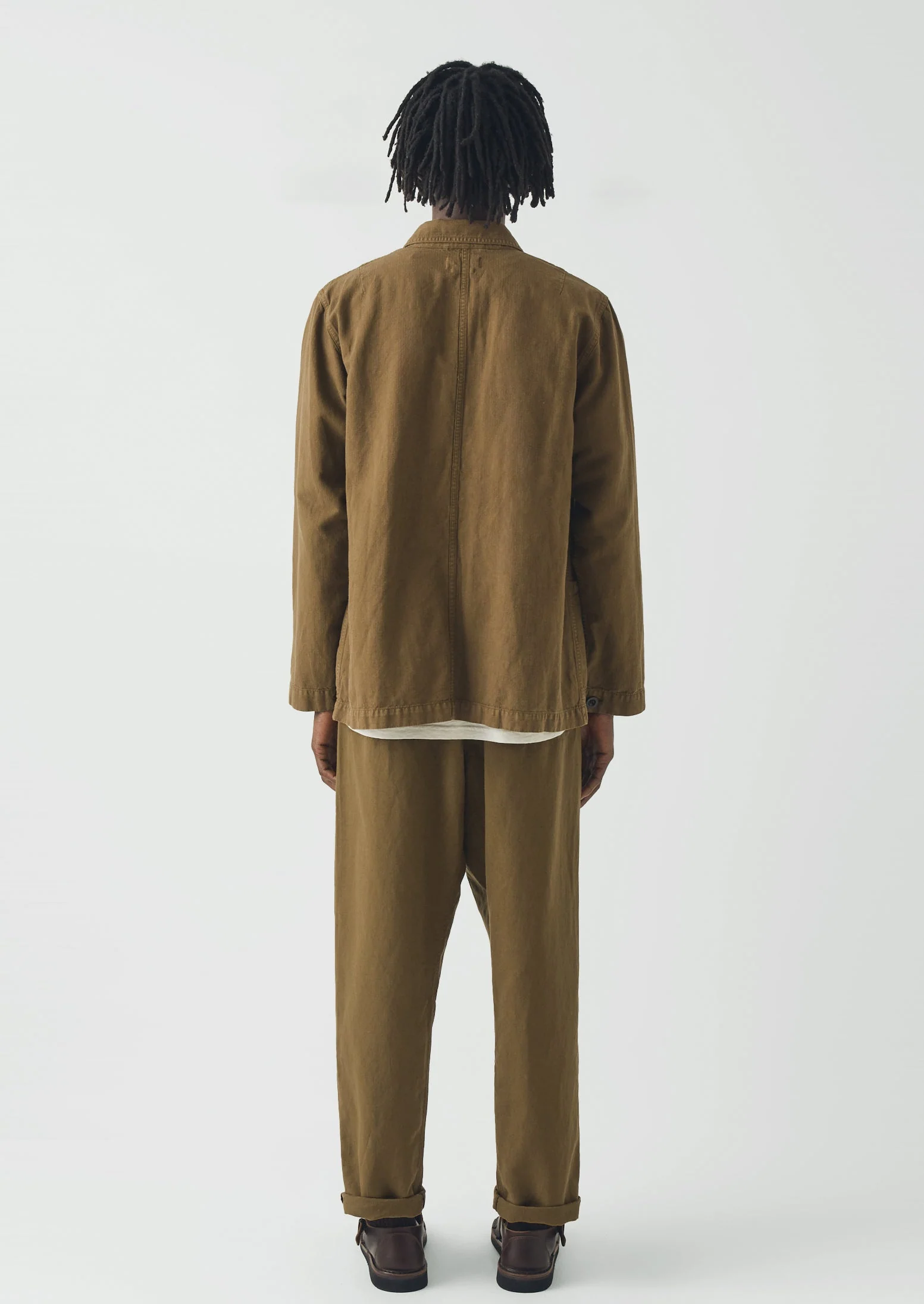 Alfie Garment Dyed Herringbone Trousers | Woodland Green - Image 6