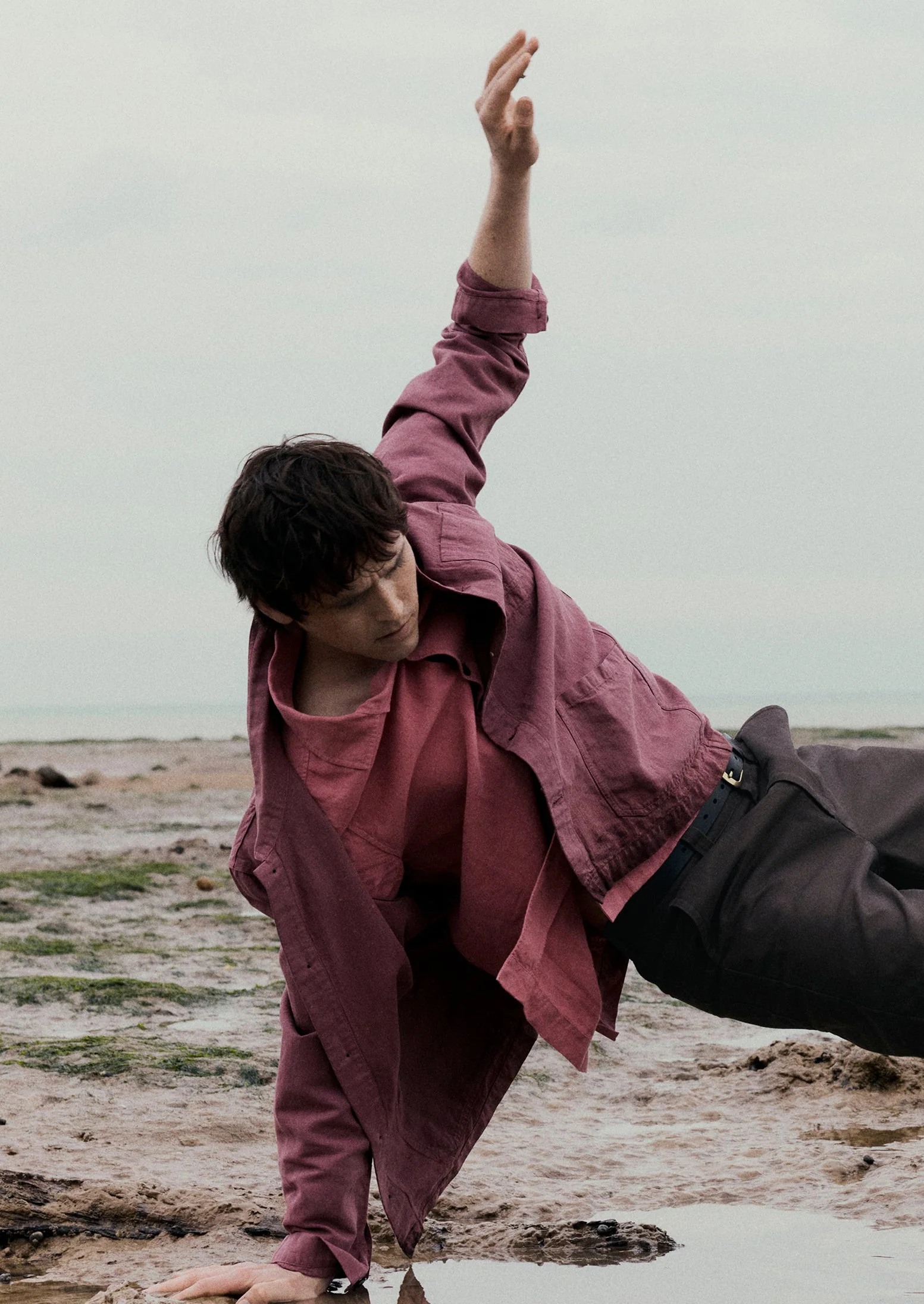 Arlo Garment Dyed Herringbone Jacket | Mauve - Image 2
