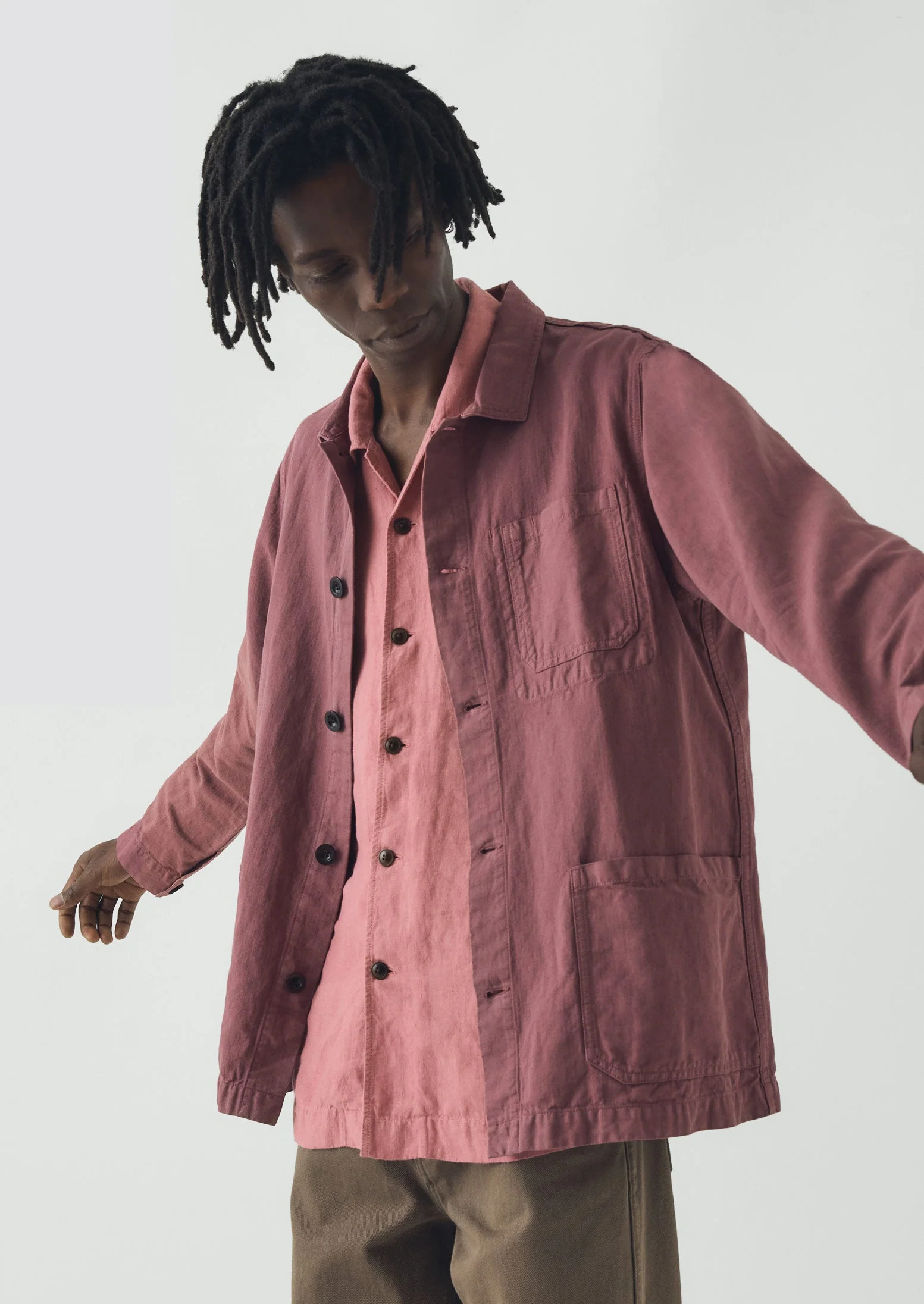 Arlo Garment Dyed Herringbone Jacket | Mauve - Image 3