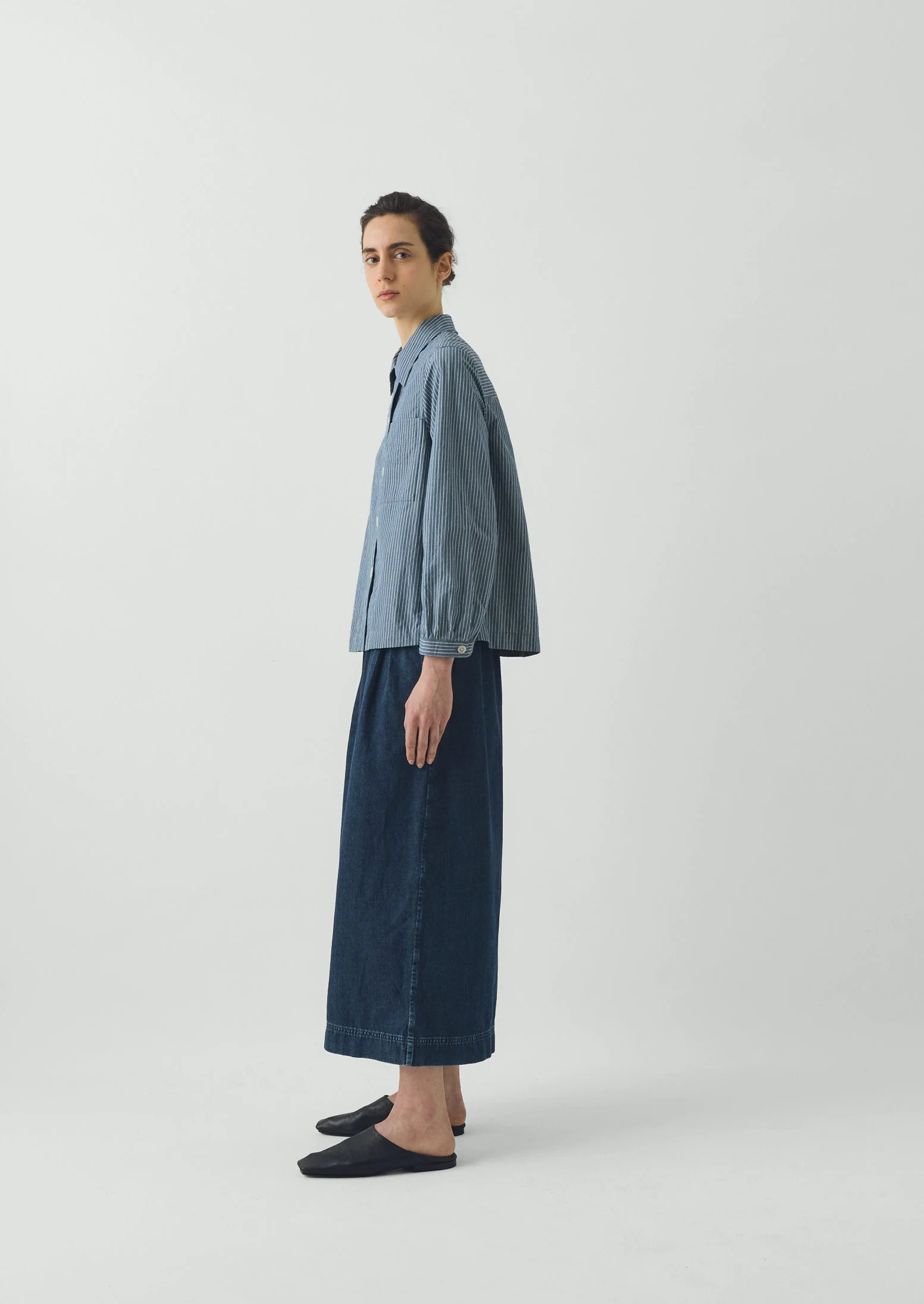 Baya Patch Pocket Stripe Cotton Shirt | Chambray Blue/Ecru - Image 4