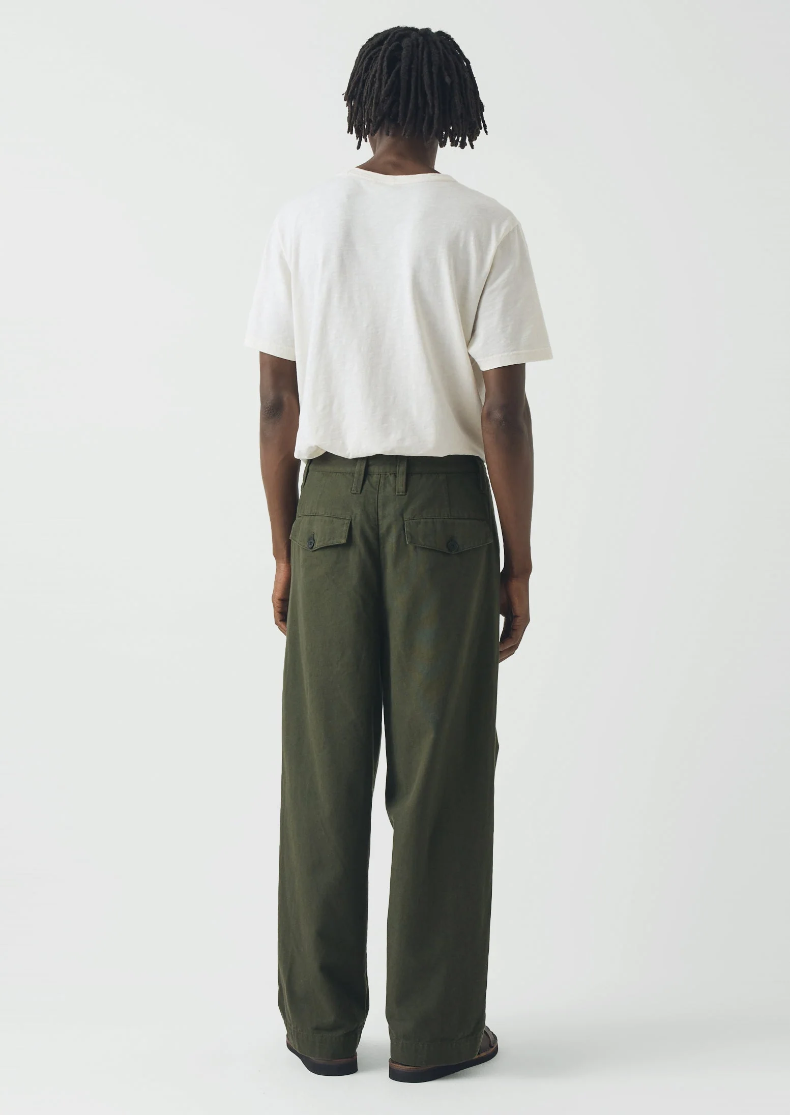 Bill Cotton Canvas Wide Leg Trousers | Kale - Image 4