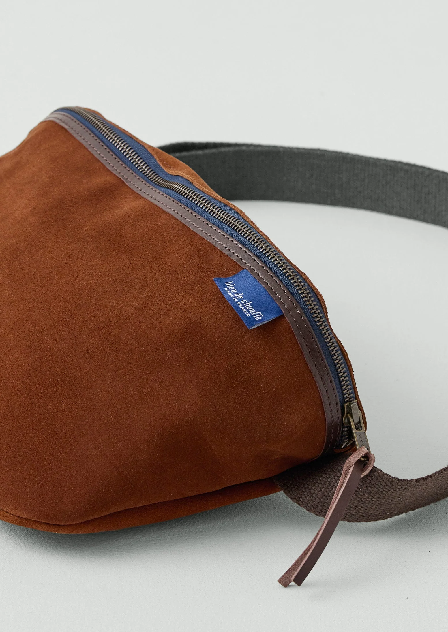 Bleu De Chauffe Large Suede Cross Body Bag | Tawny Brown - Image 2