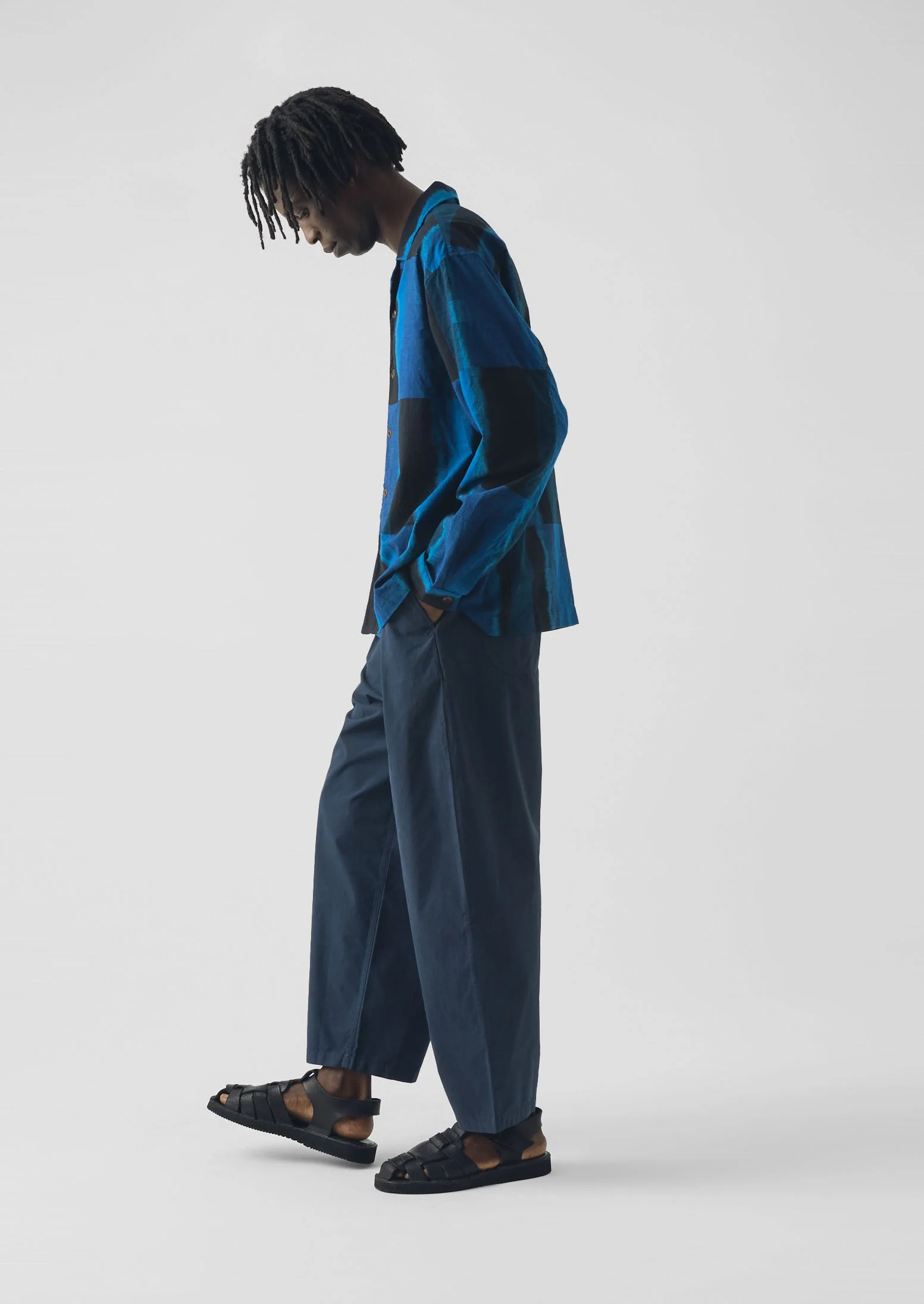 Casper Cotton Poplin Trousers | Navy - Image 2