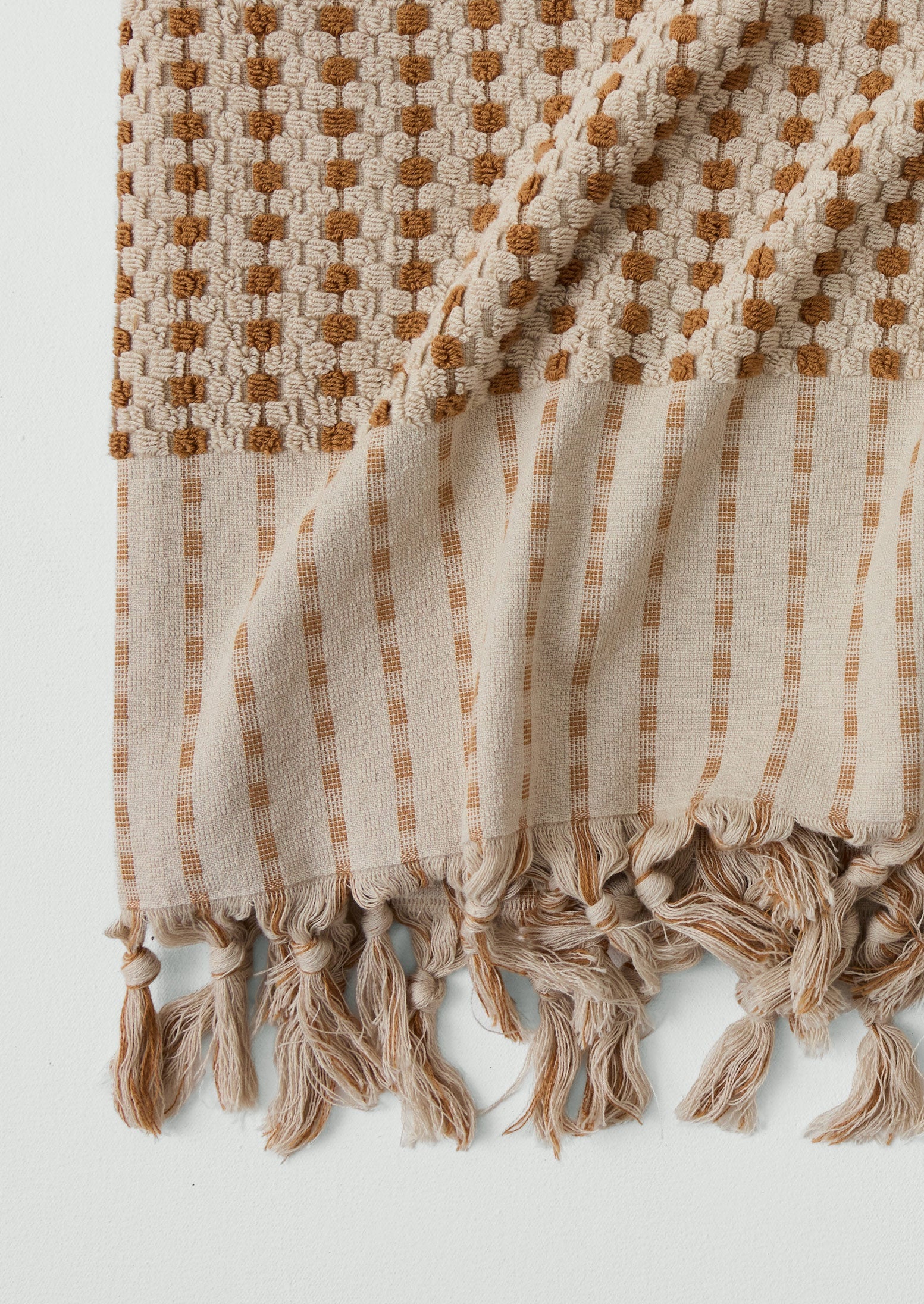 Chickpea Hand Finished Cotton Towel | Stone/Terracotta - Image 3
