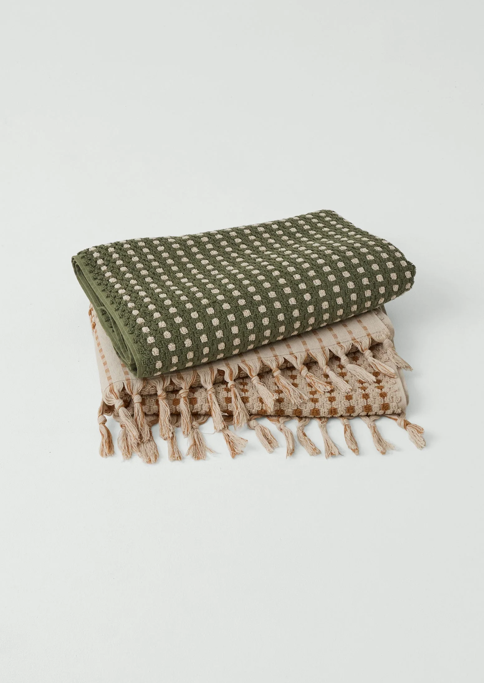 Chickpea Hand Finished Cotton Towel | Stone/Terracotta - Image 6