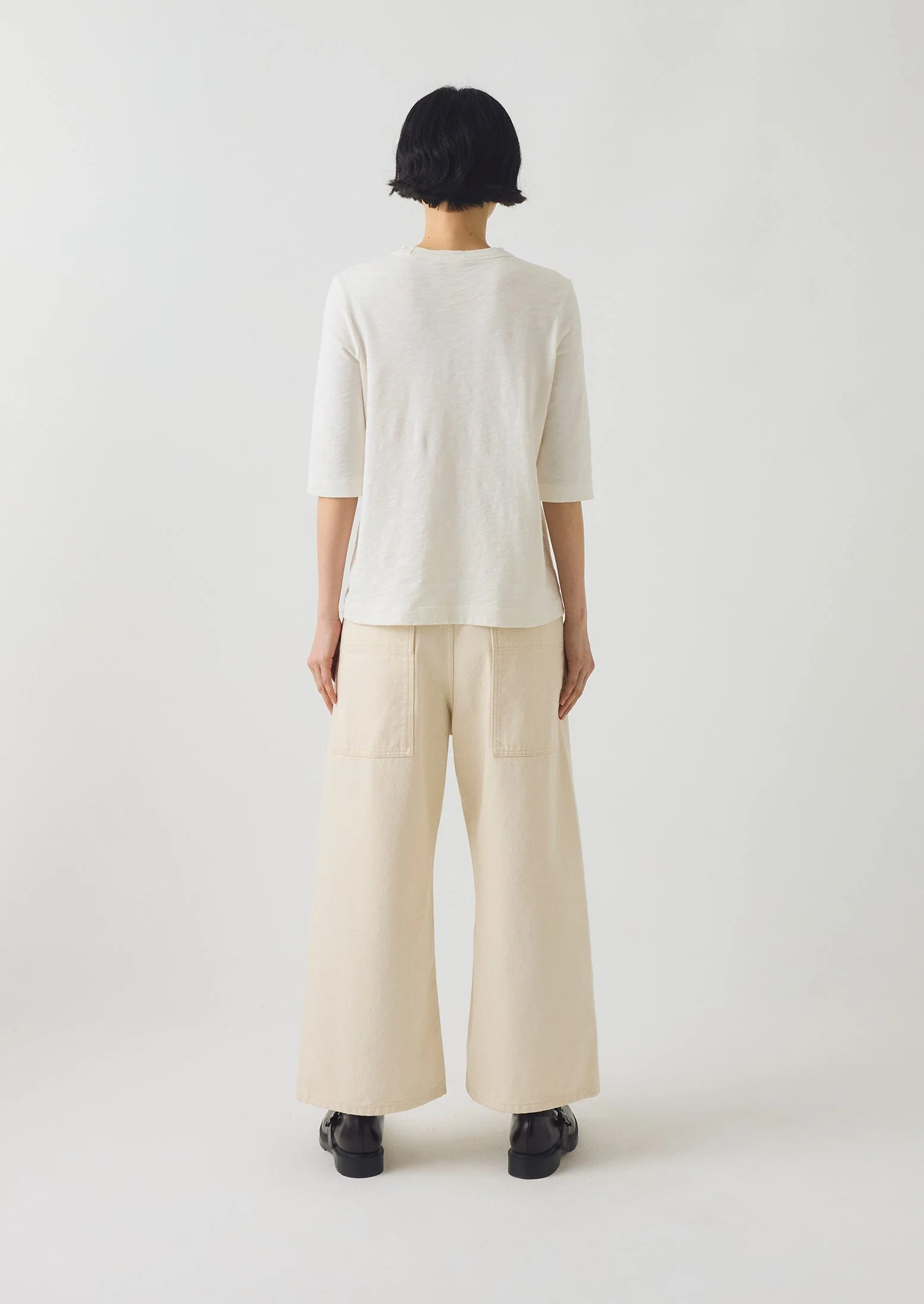 Cleo Garment Dyed Cotton Tee | Chalk - Image 4