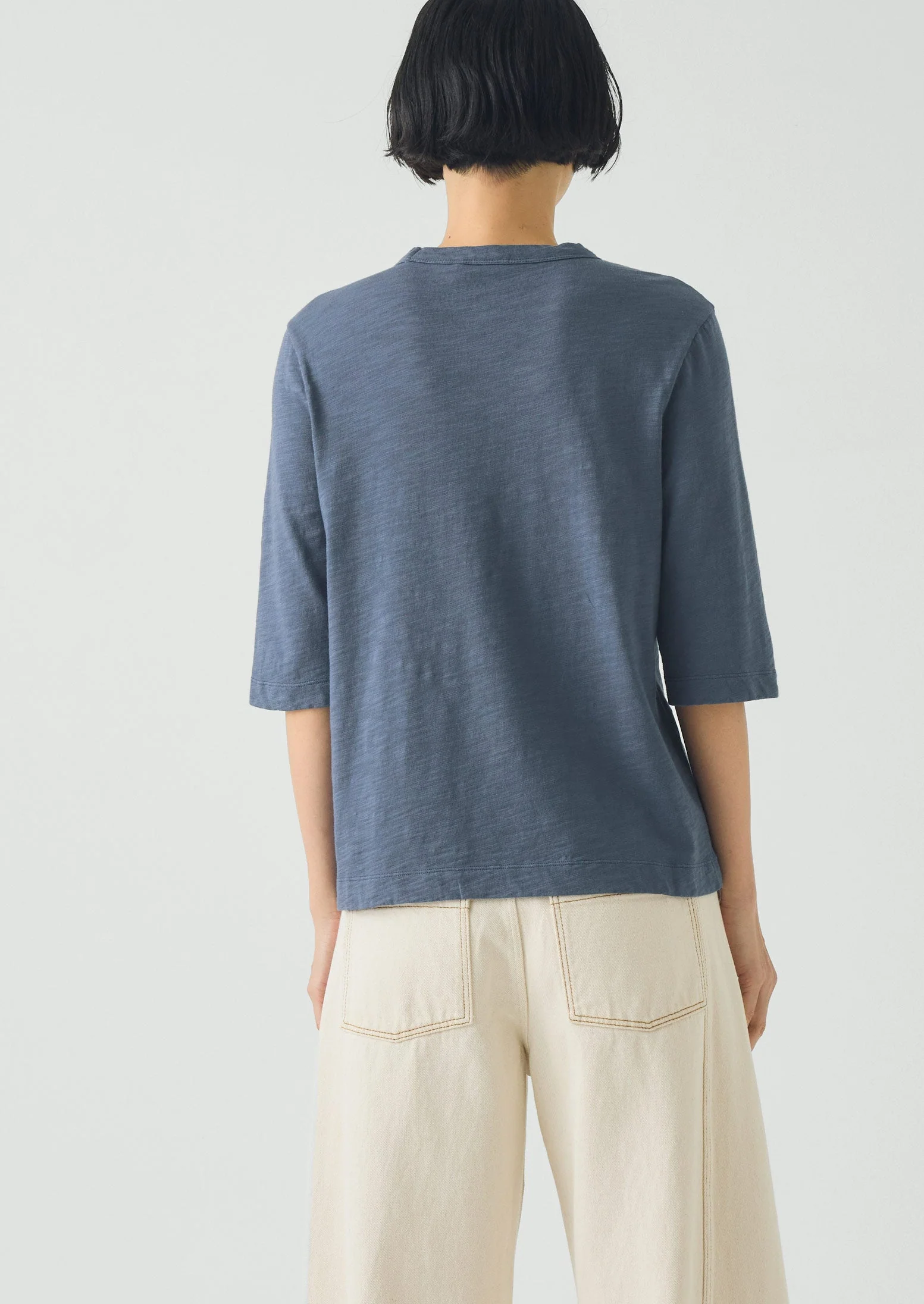 Cleo Garment Dyed Cotton Tee | Mazarine Blue - Image 3