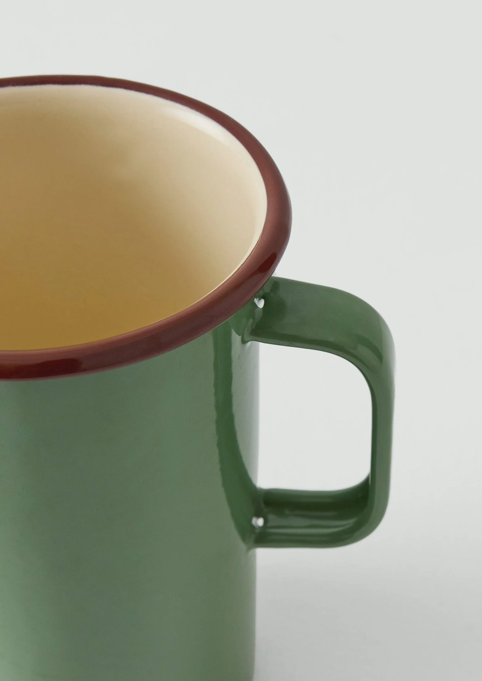 Contrast Rim Enamel Jug | Mint/Chestnut - Image 4