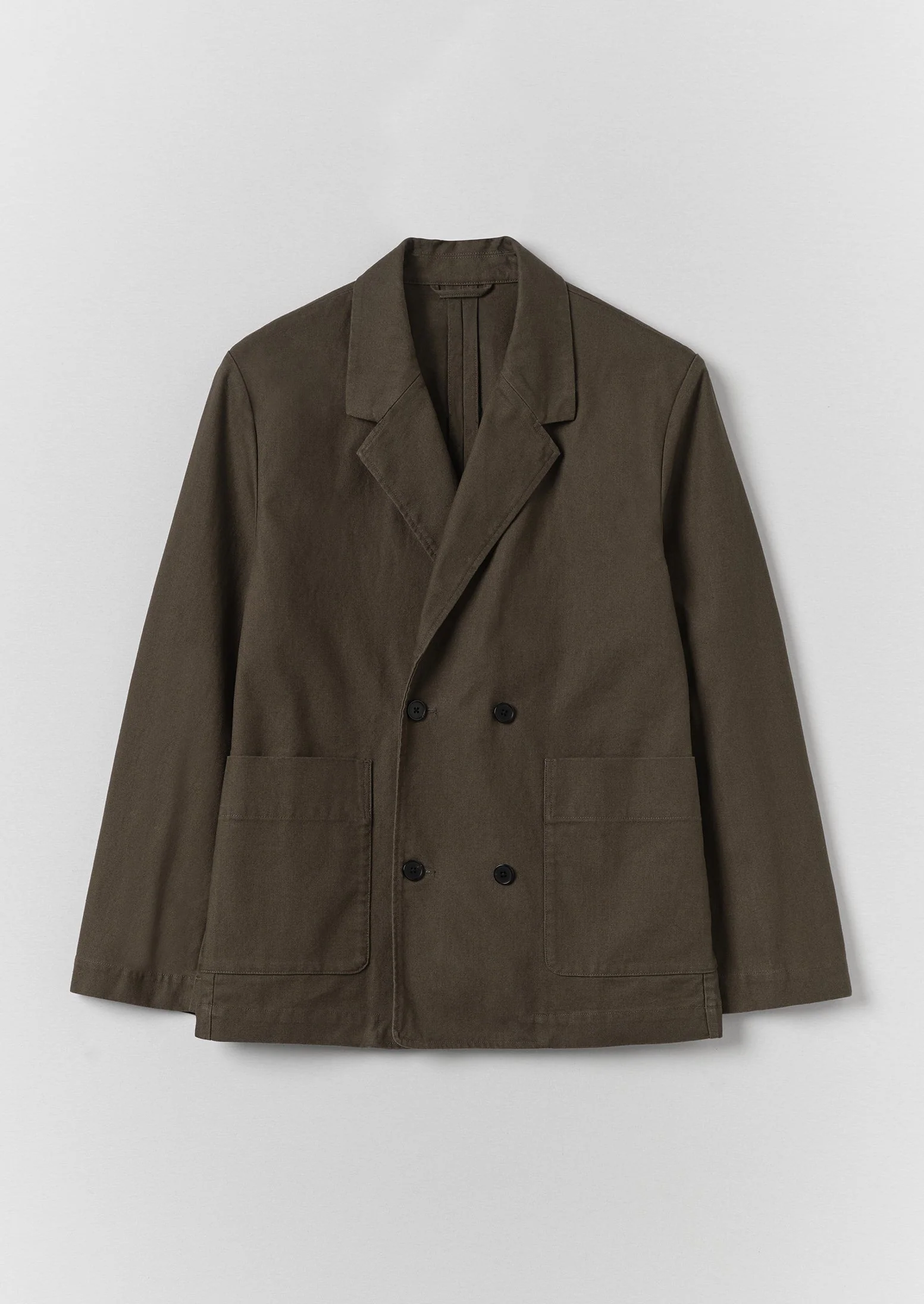 Cotton Canvas Double Breasted Jacket | Flint Grey