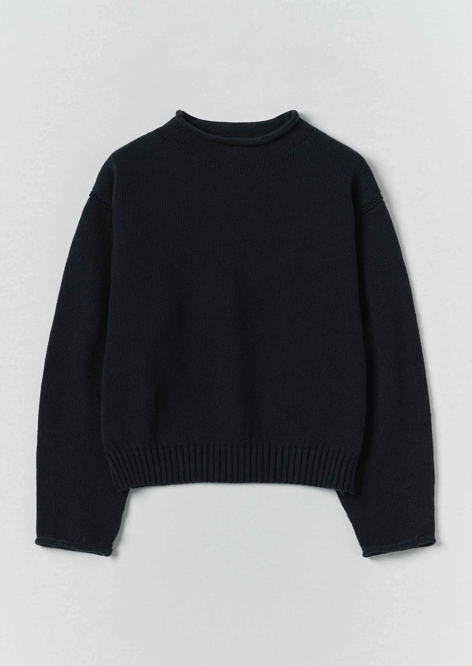 Cotton High Neck Sweater | Dark Navy