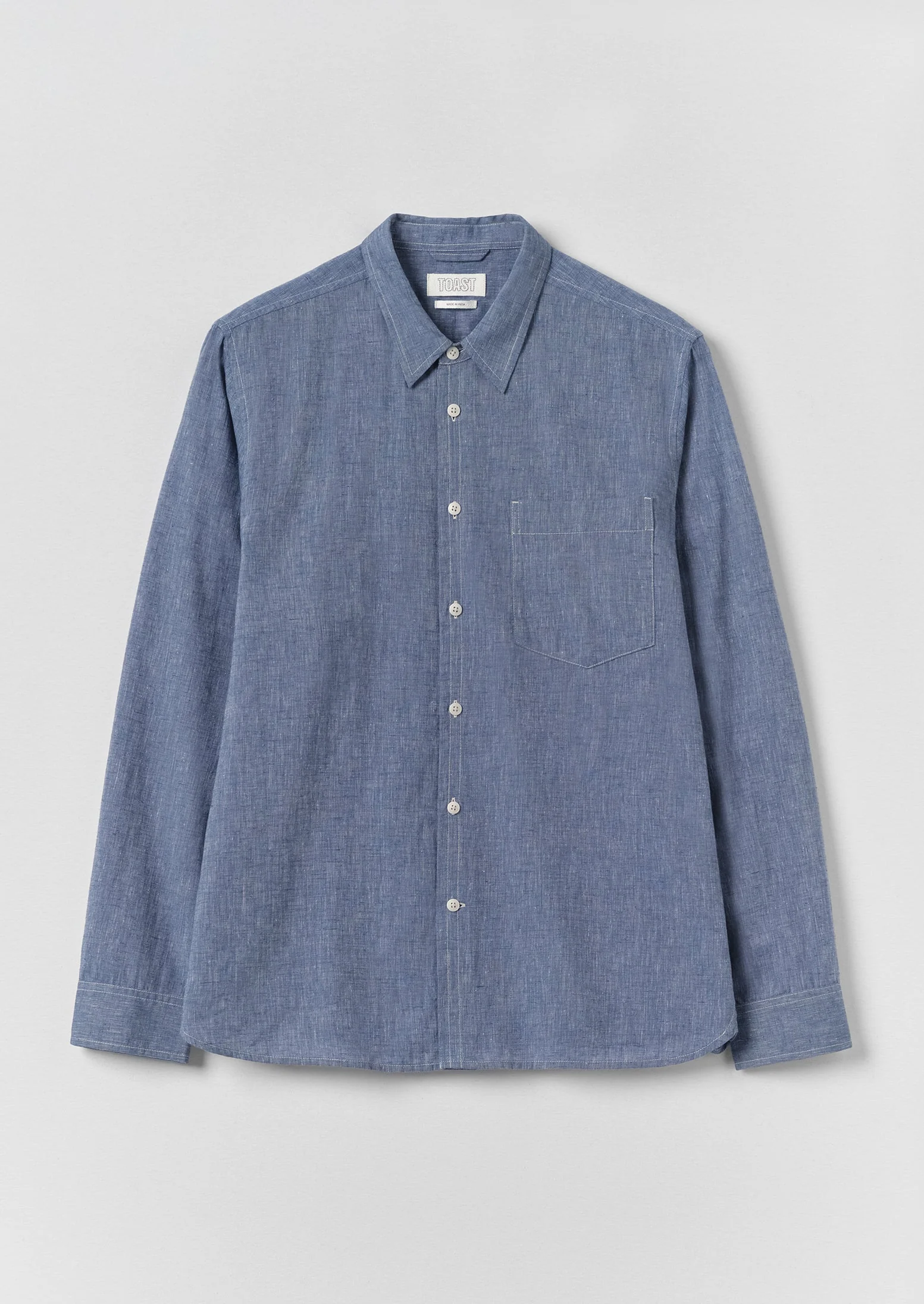 Cotton Linen Chambray Shirt | Chambray Blue