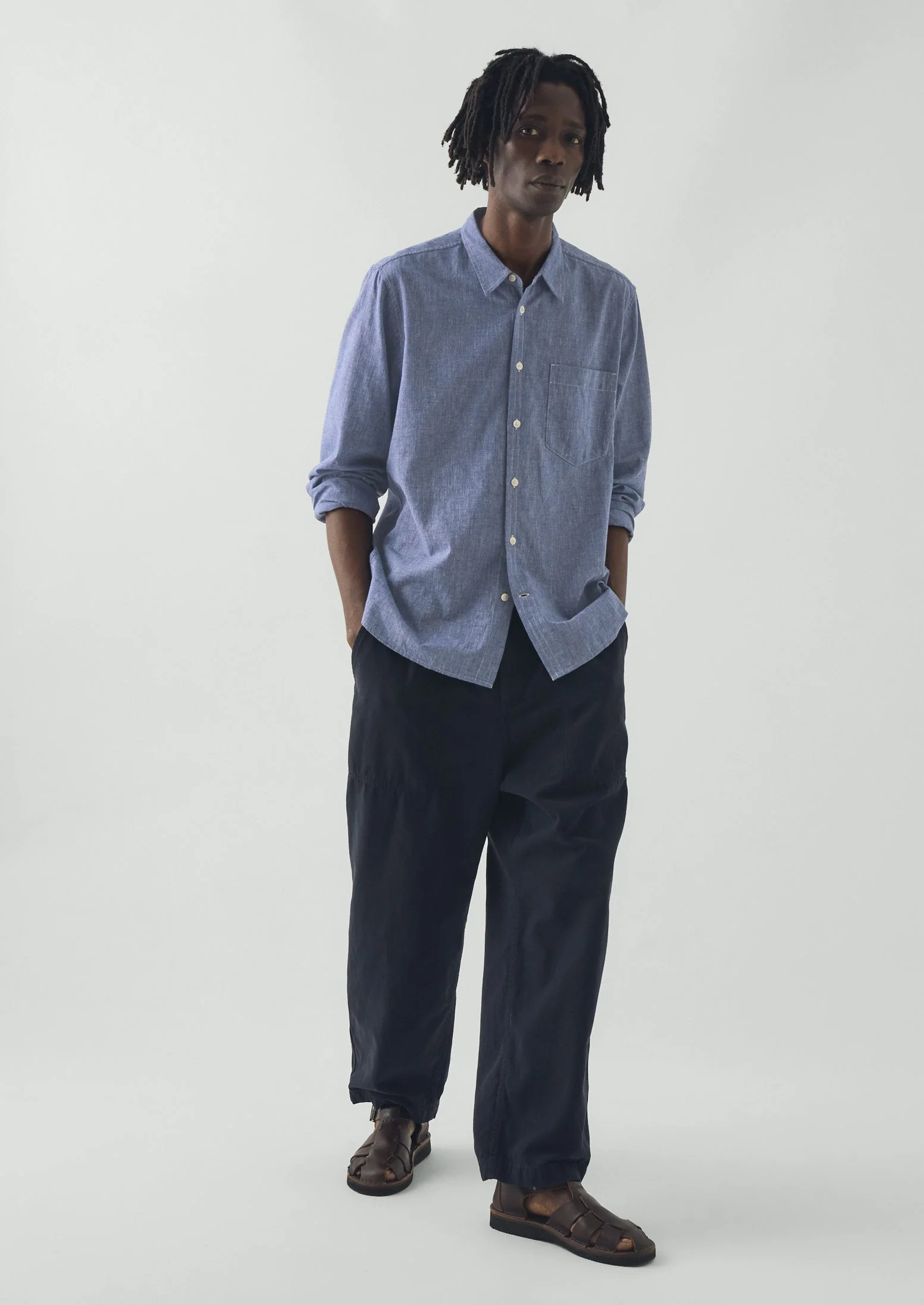 Cotton Linen Chambray Shirt | Chambray Blue - Image 2