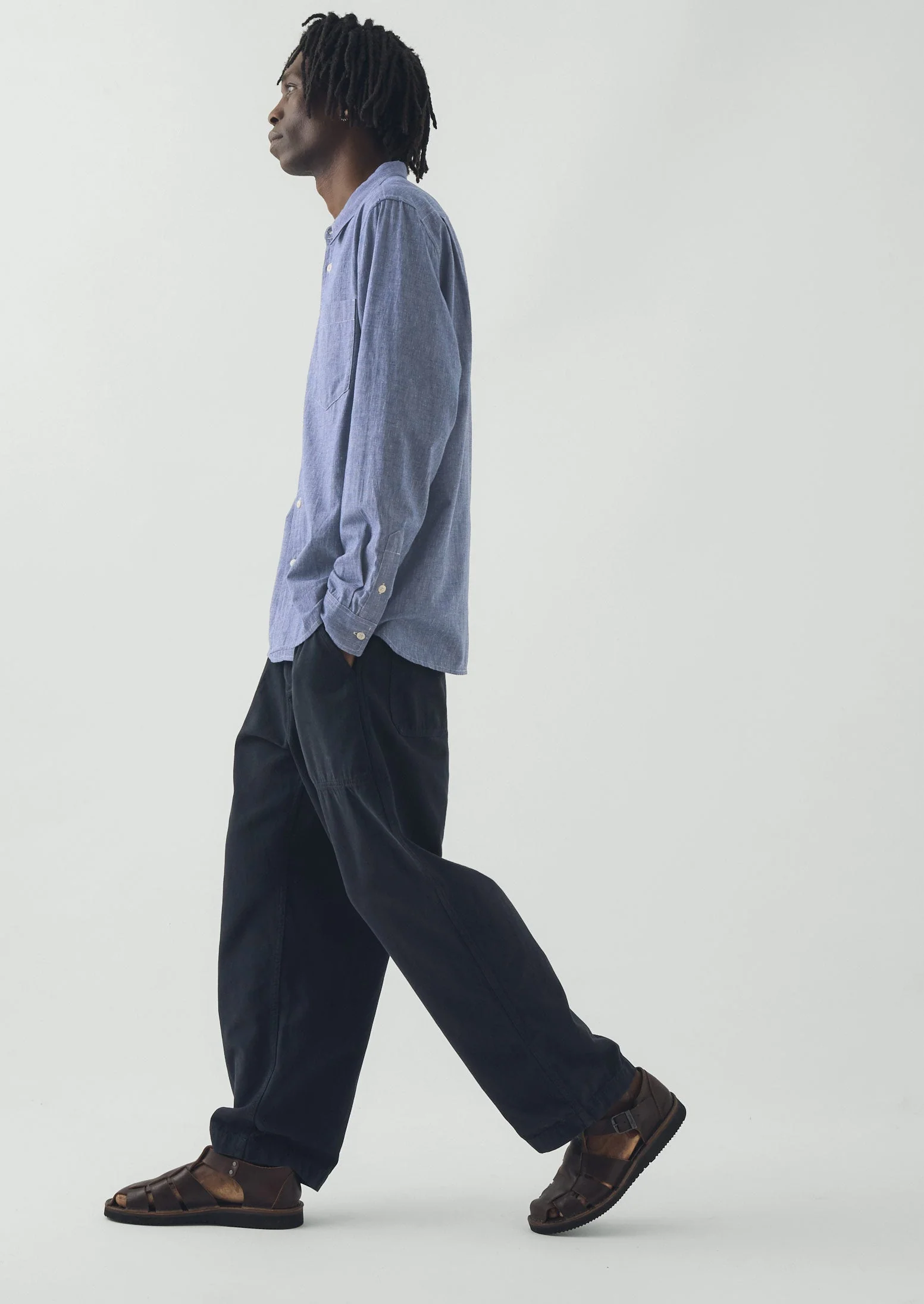 Cotton Linen Chambray Shirt | Chambray Blue - Image 3