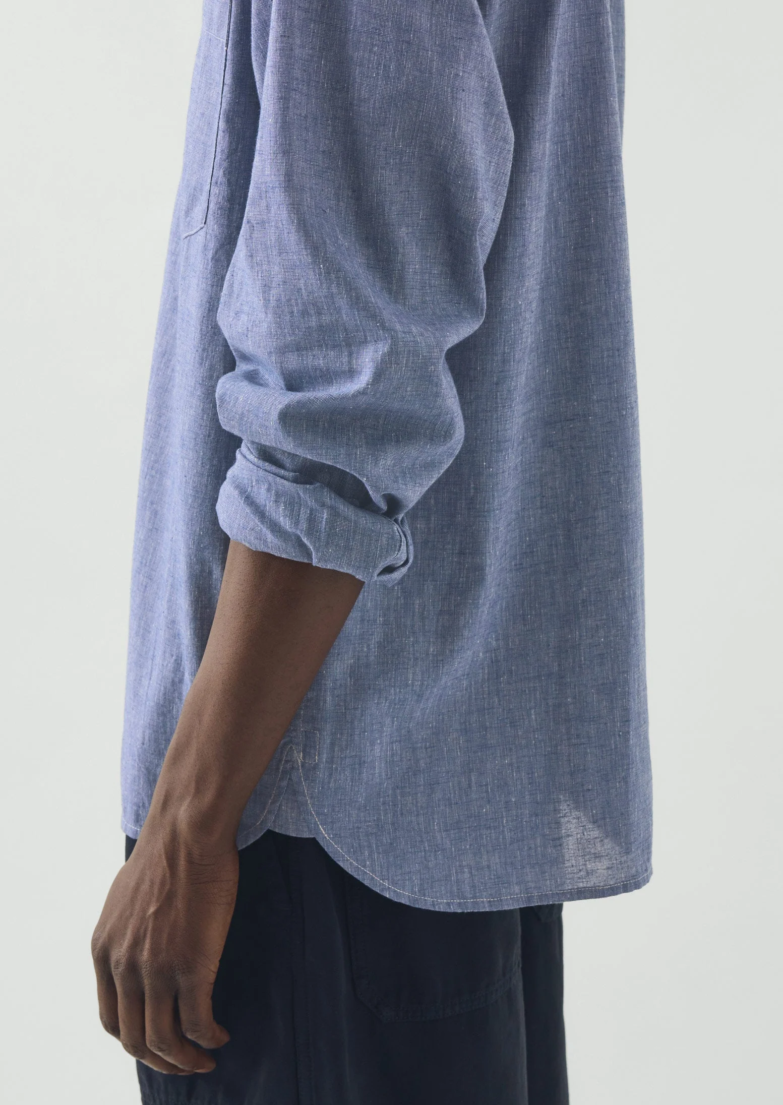 Cotton Linen Chambray Shirt | Chambray Blue - Image 5