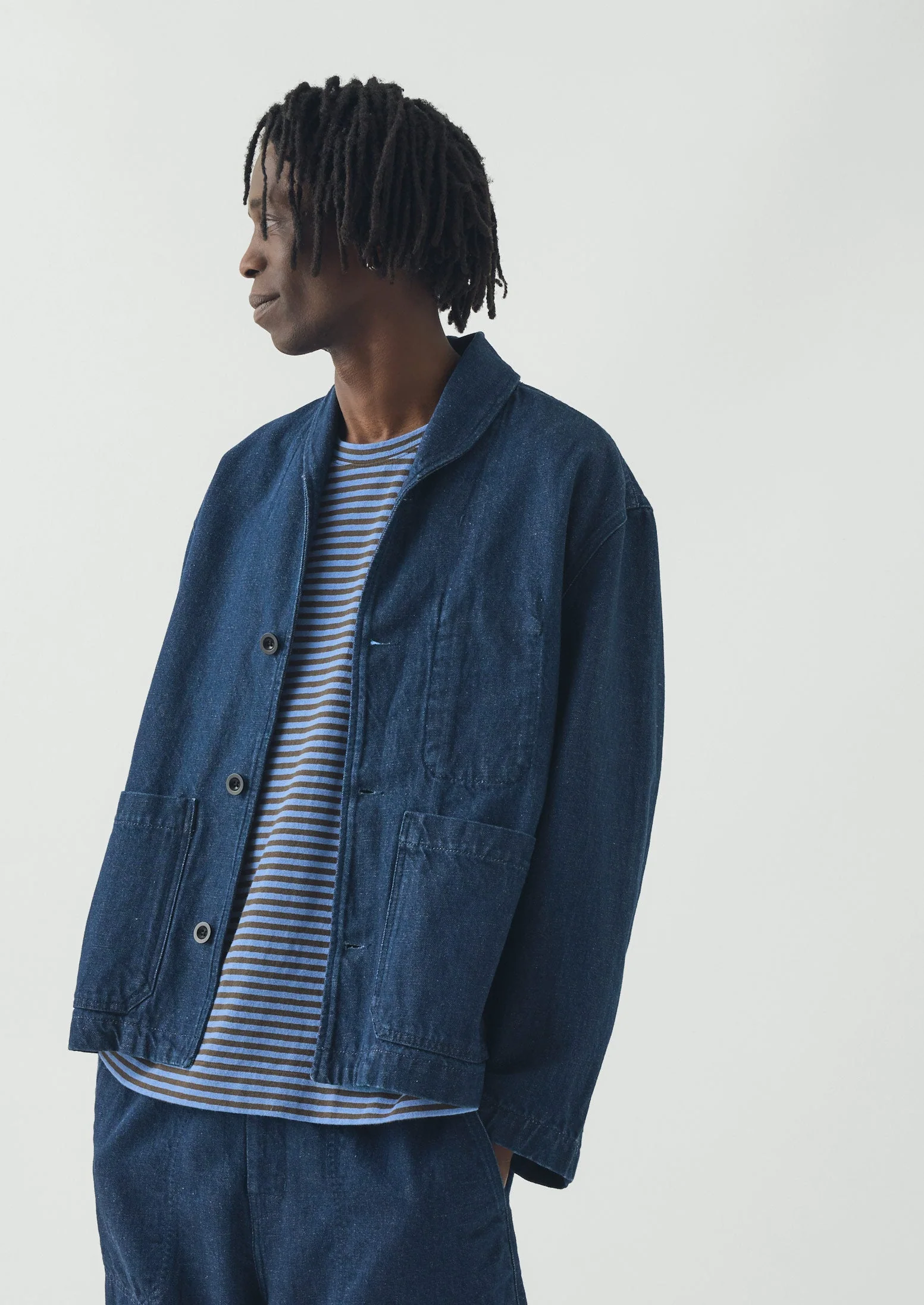 Cotton Linen Denim Jacket | Indigo - Image 3