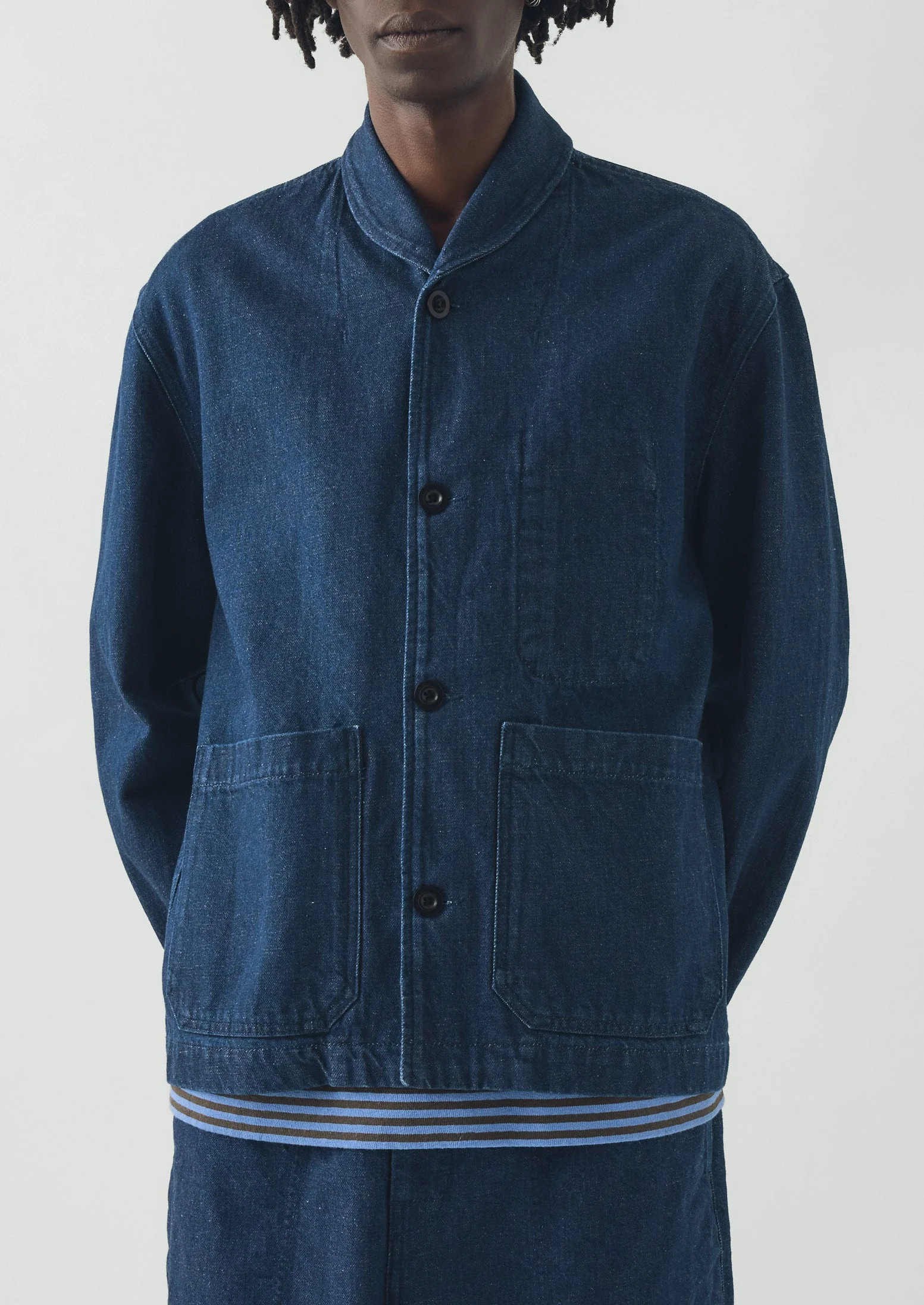 Cotton Linen Denim Jacket | Indigo - Image 7