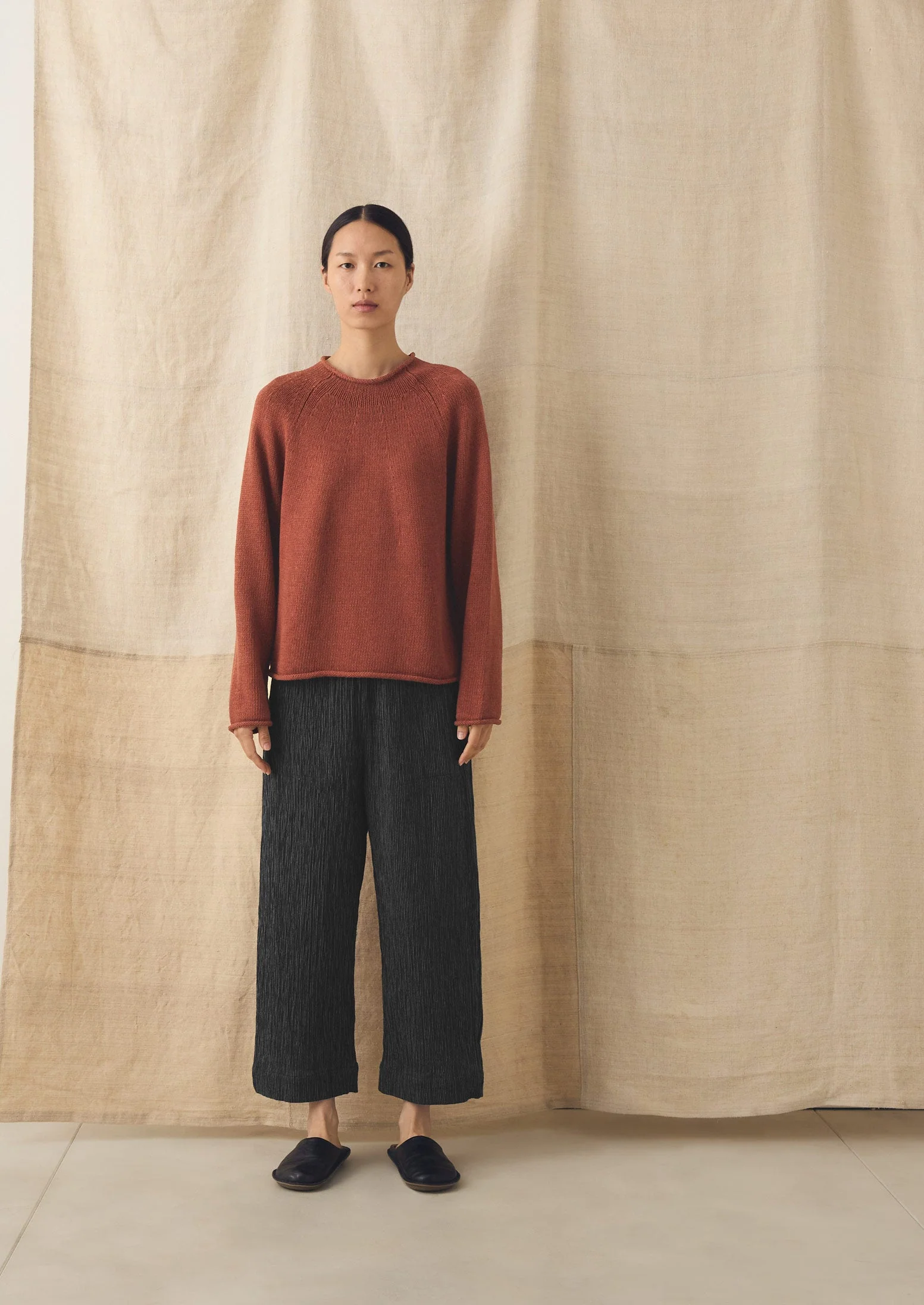 Cotton Linen Easy Sweater | Red Pitaya - Image 5