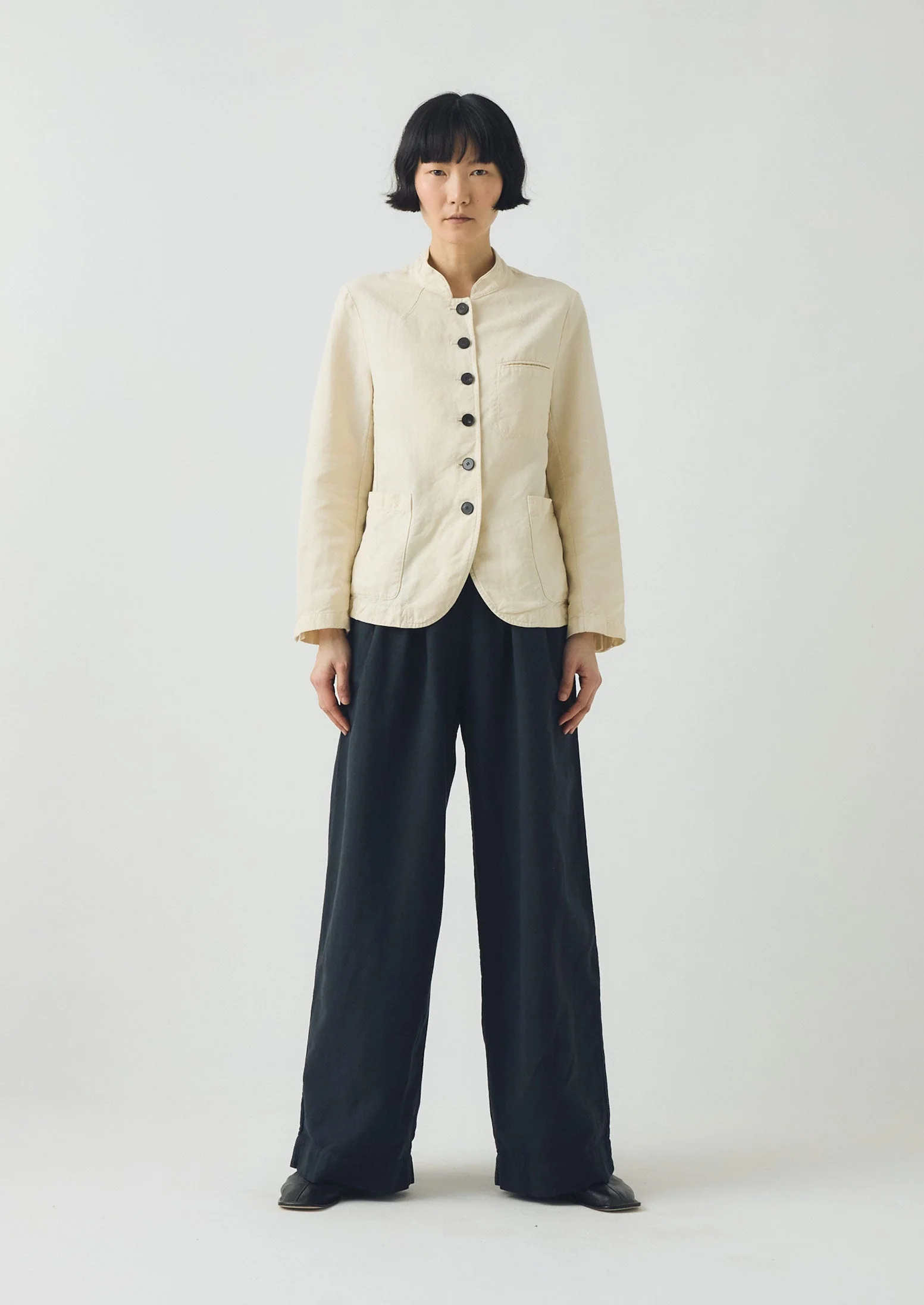 Cotton Linen Neat Jacket | Parchment - Image 3
