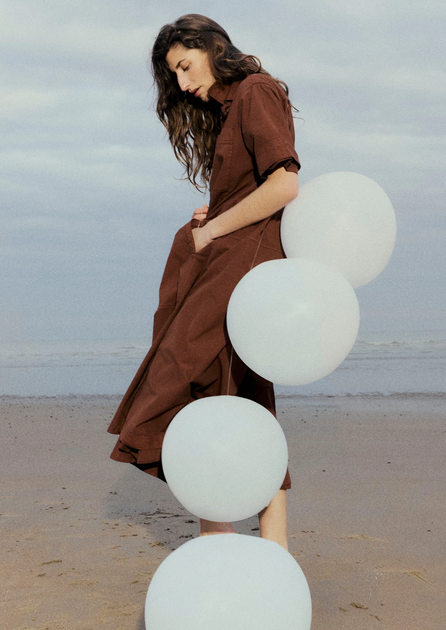 Cotton Linen Poplin Shirt Dress | Brown Ochre - Image 7