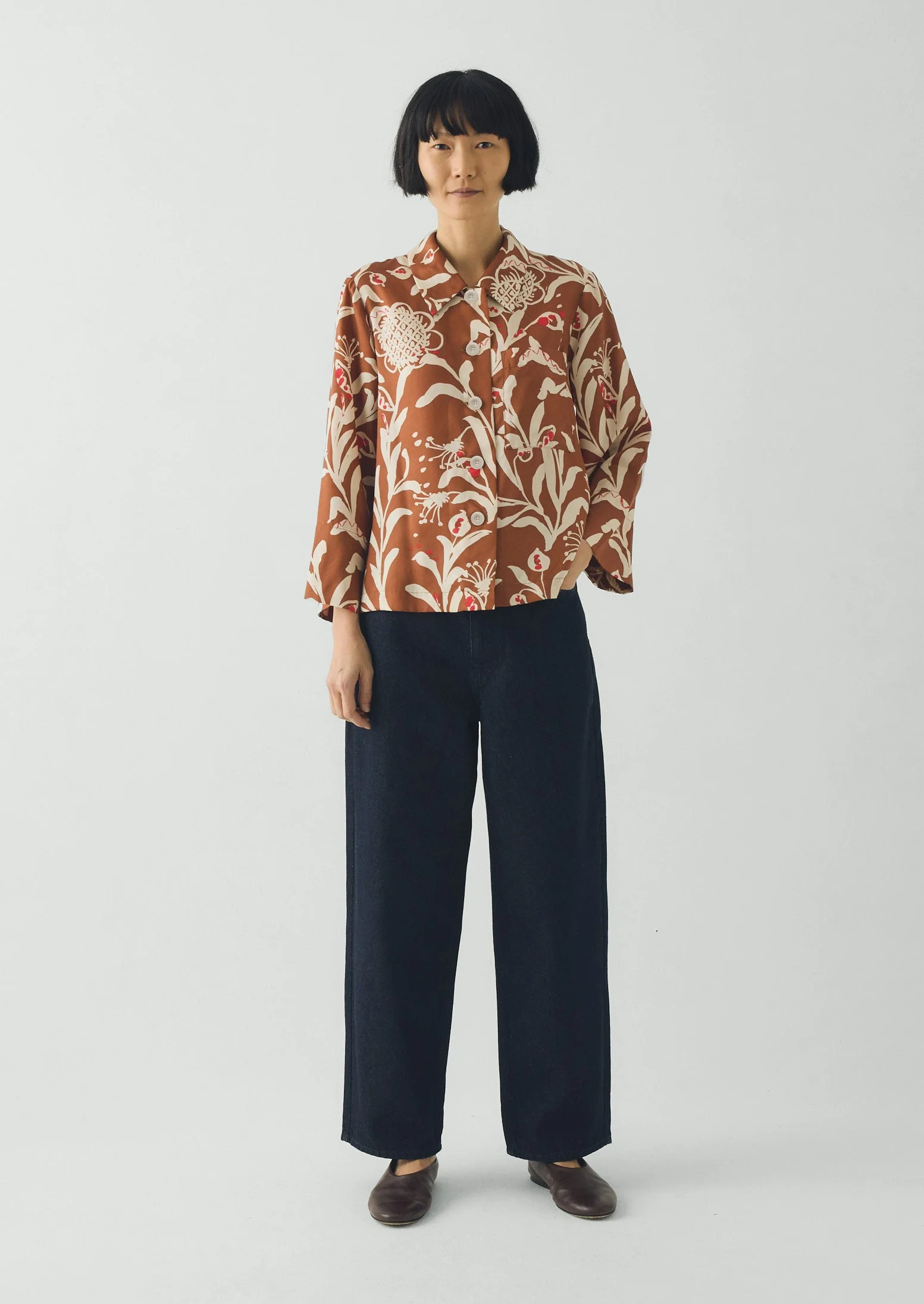 Crockery Print Boxy Shirt | Cinnamon - Image 2