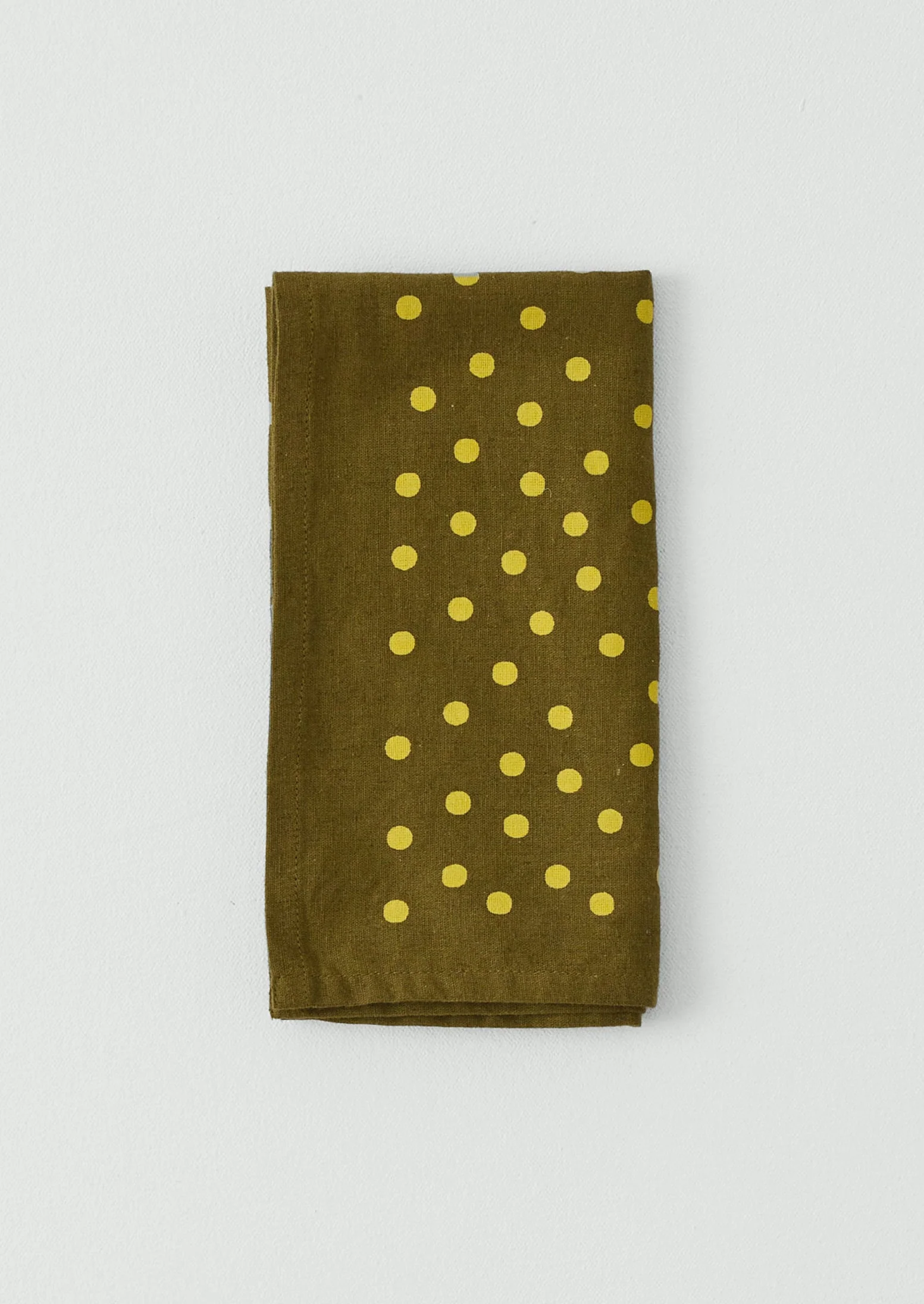 Dotty Print Cotton Linen Napkin | Olive/Lemon