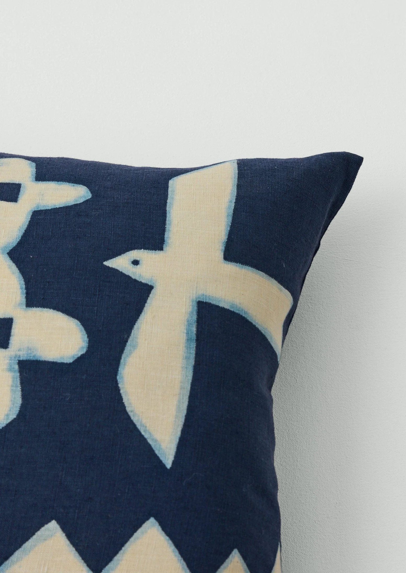 Emma Carlow Cut Out Bird Print Cushion Cover | Indigo Blue/Ecru - Image 3
