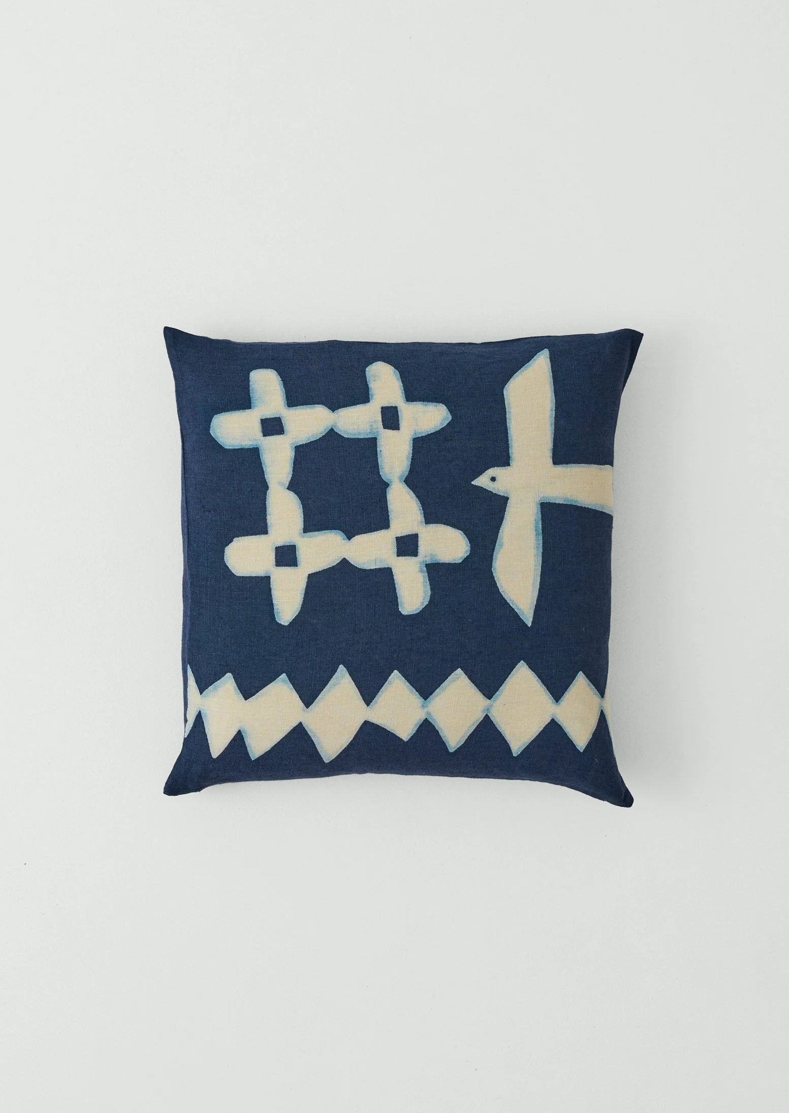 Emma Carlow Cut Out Bird Print Cushion Cover | Indigo Blue/Ecru - Image 4