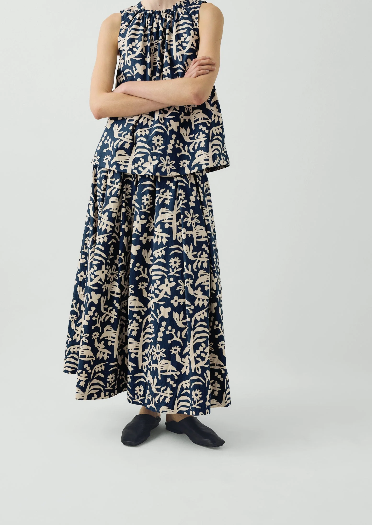 Emma Carlow Cut Out Print Cotton Skirt | Indigo Blue - Image 3