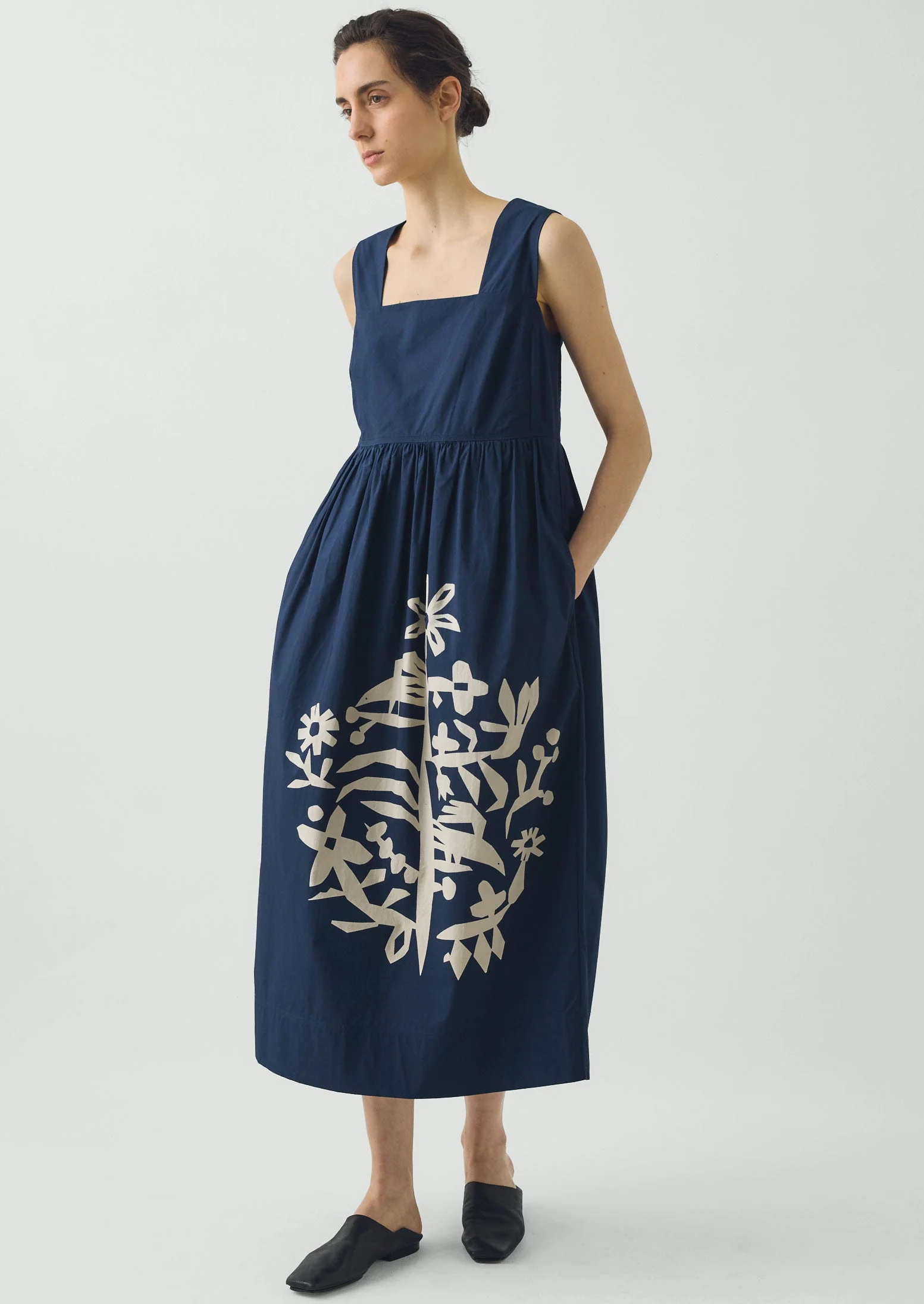 Emma Carlow Tree of Life Print Poplin Dress | Indigo Blue - Image 2