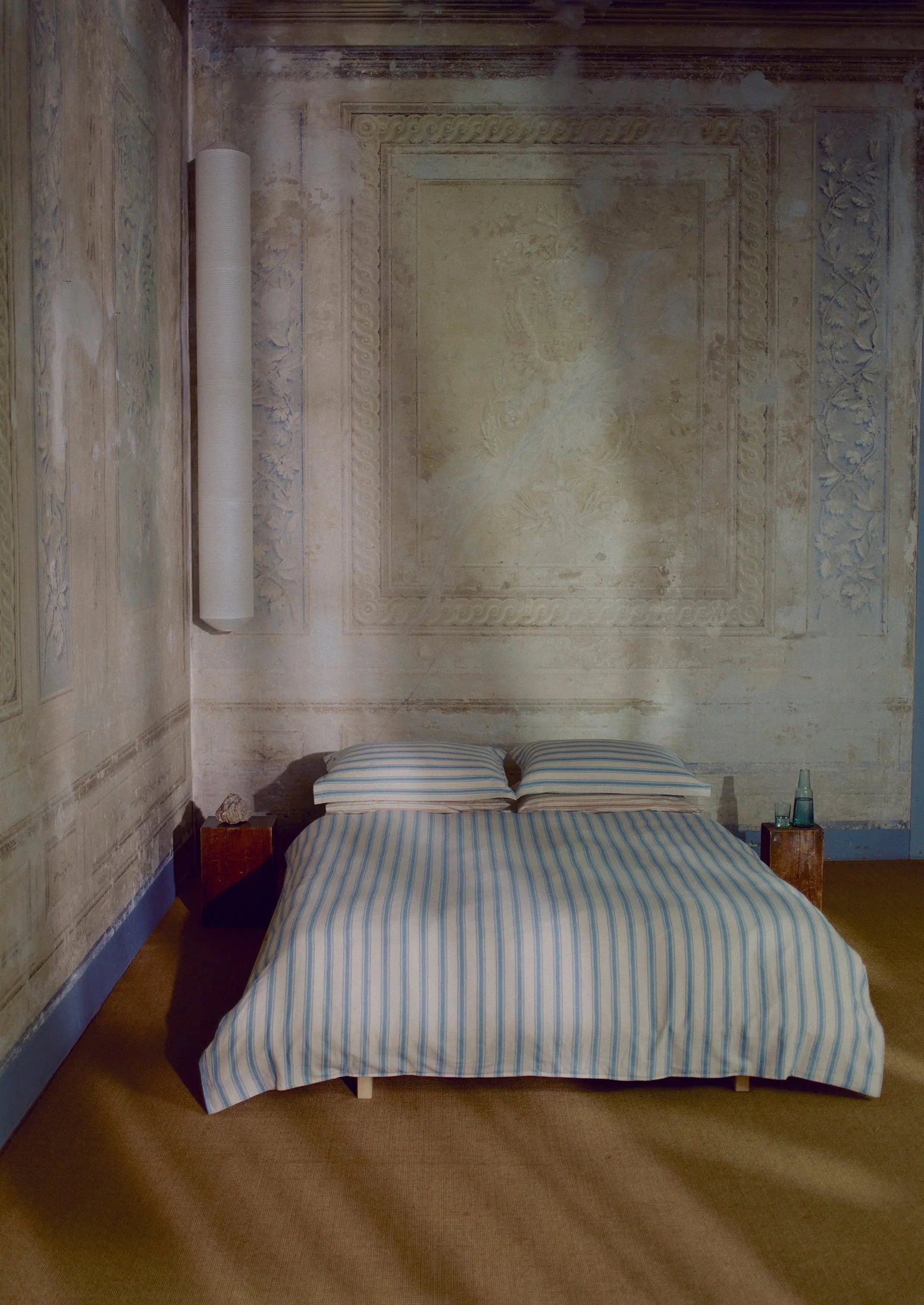 Fjord Stripe Cotton Flannel Duvet Cover | Washed Blue/Ecru - Image 4