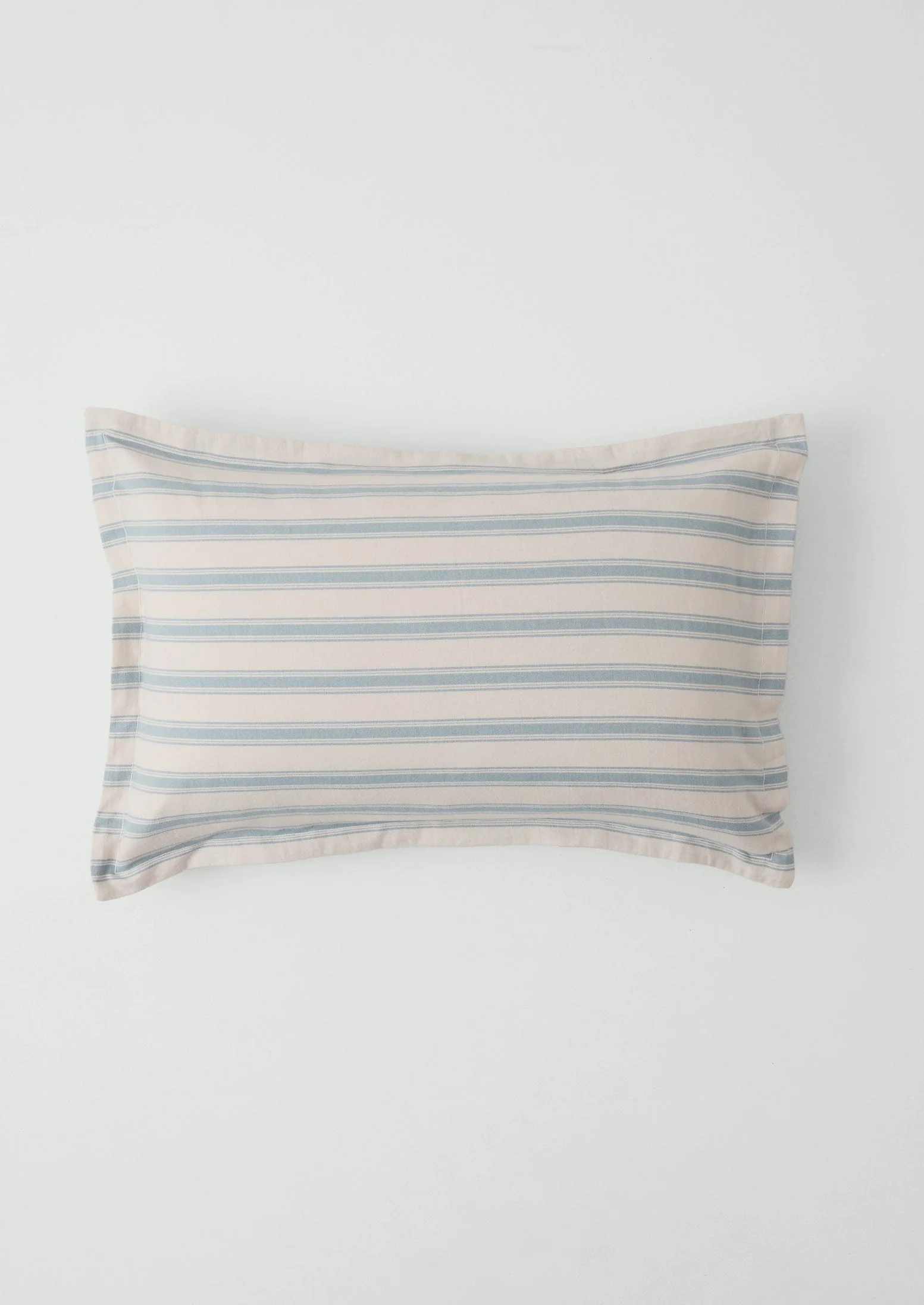 Fjord Stripe Cotton Flannel Oxford Pillowcase Set | Washed Blue/Ecru