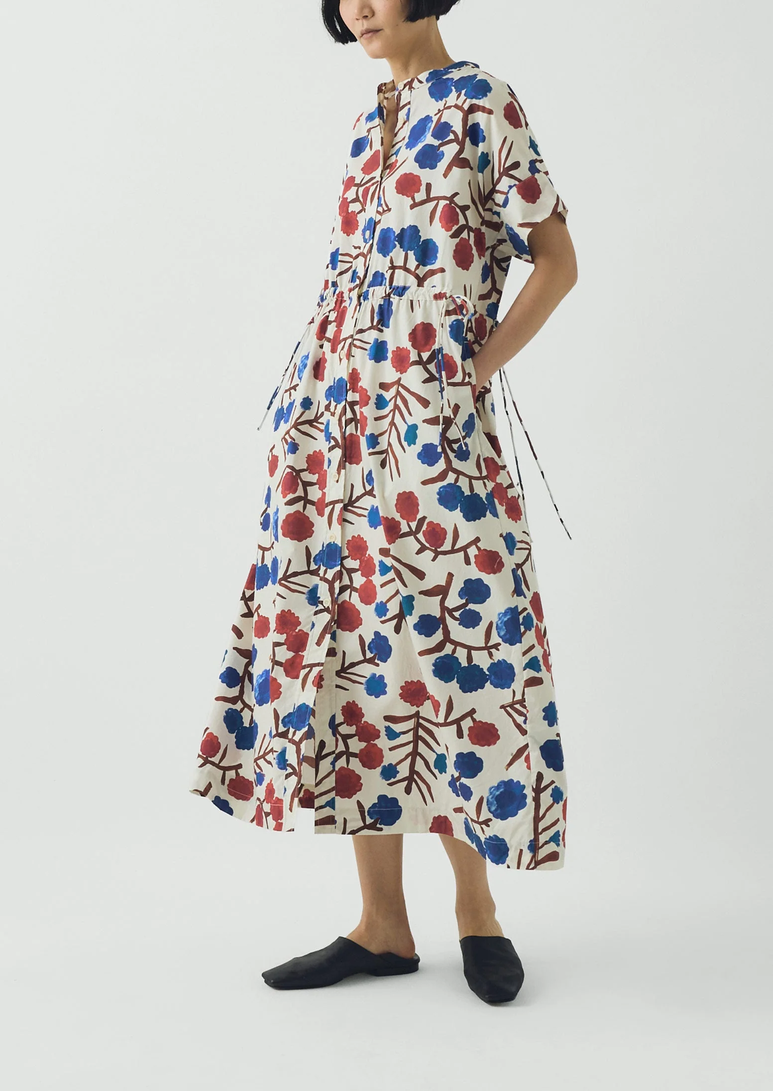 Flower Crown Print Cotton Dress | Cobalt - Image 4
