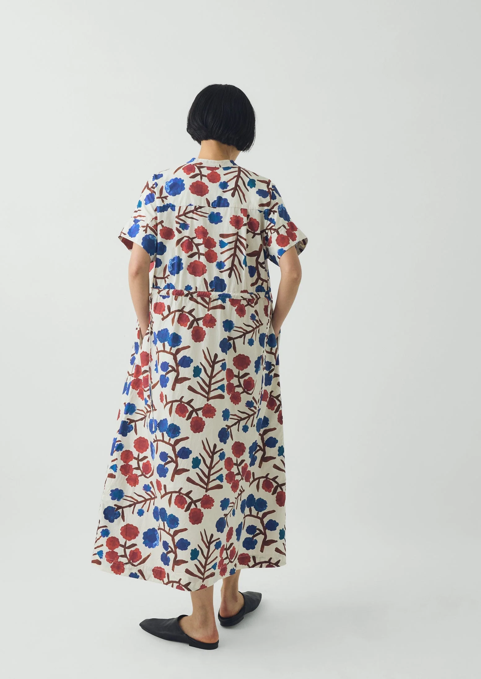 Flower Crown Print Cotton Dress | Cobalt - Image 5