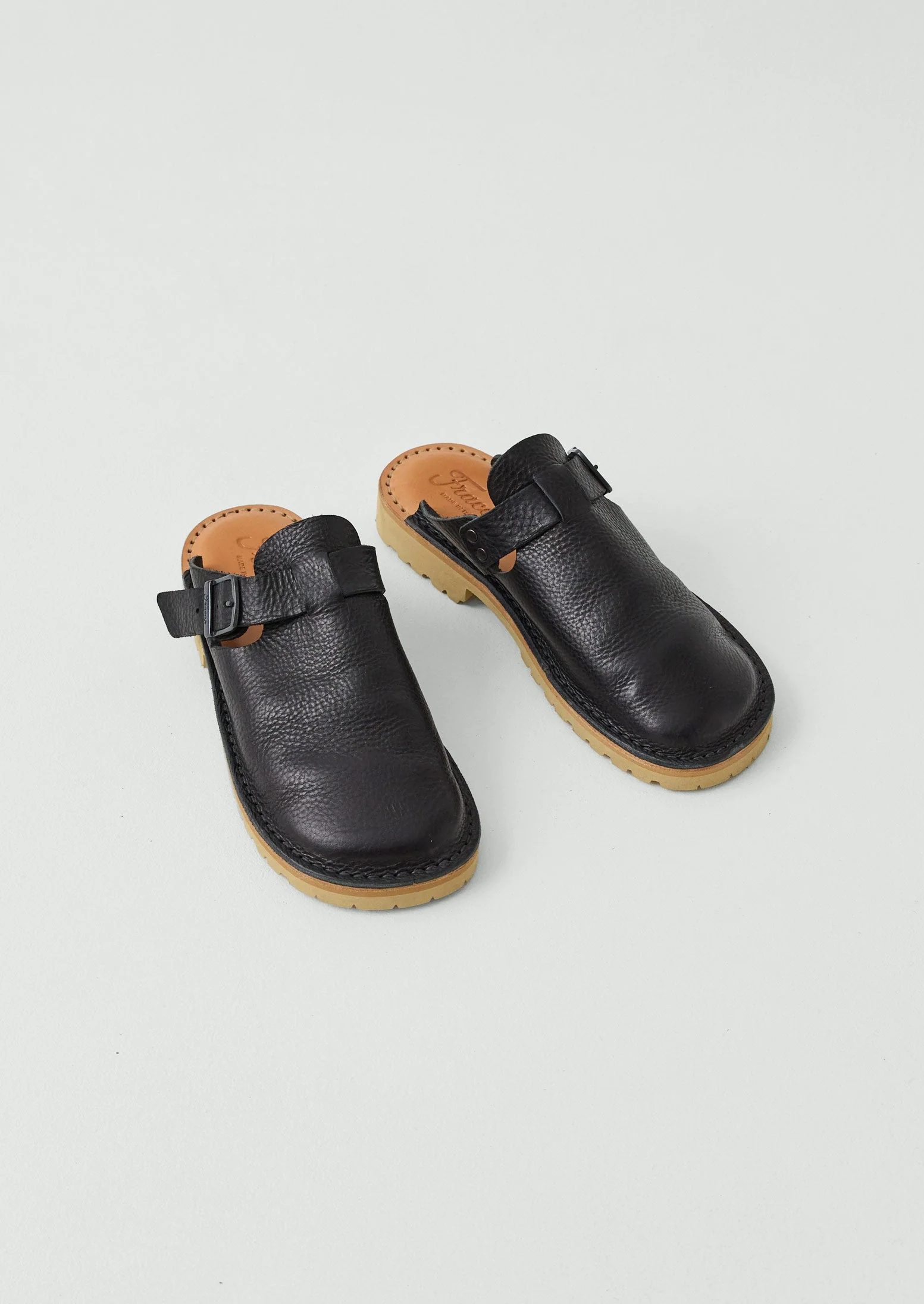 Fracap Leather Buckle Mules | Black