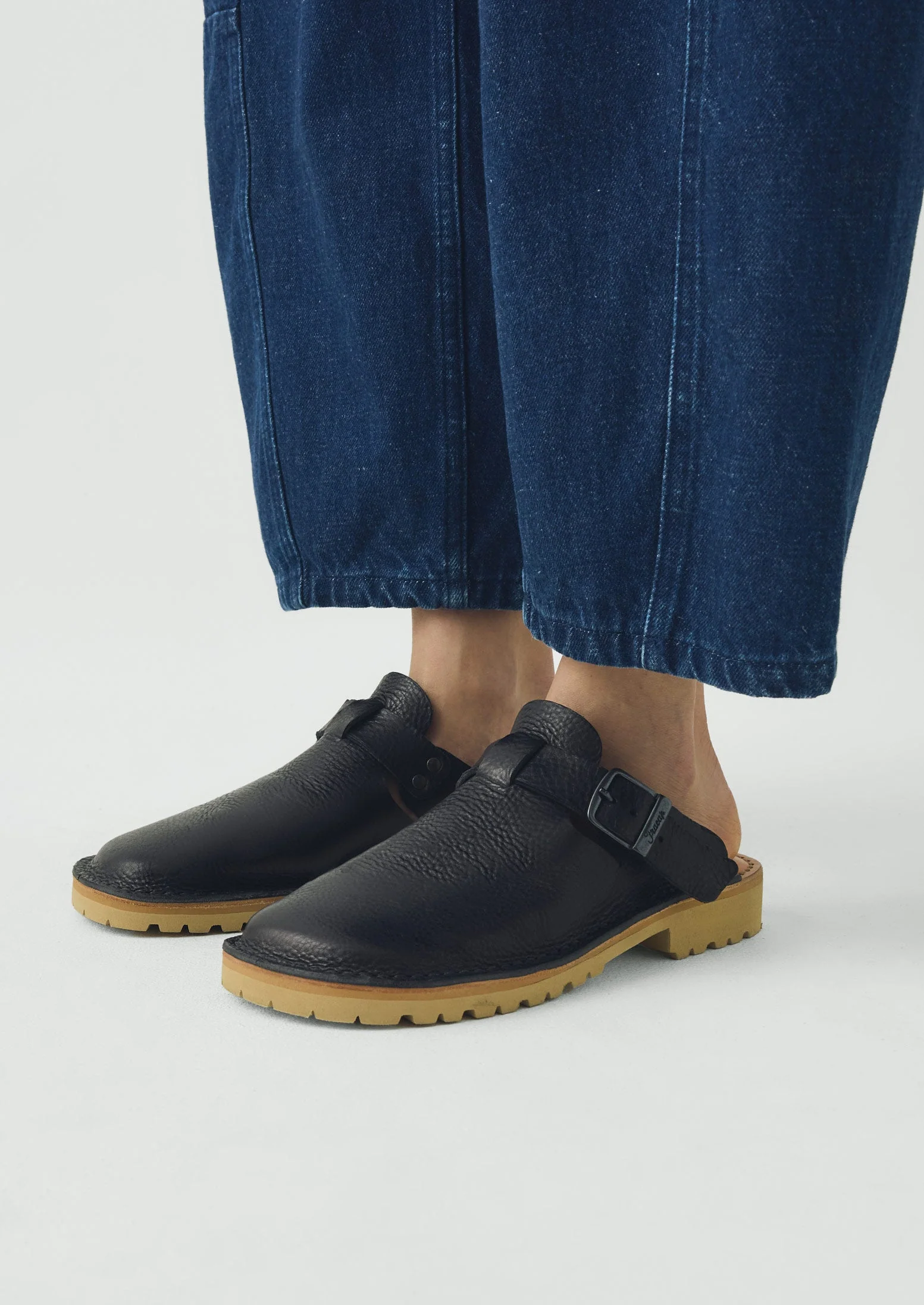 Fracap Leather Buckle Mules | Black - Image 2