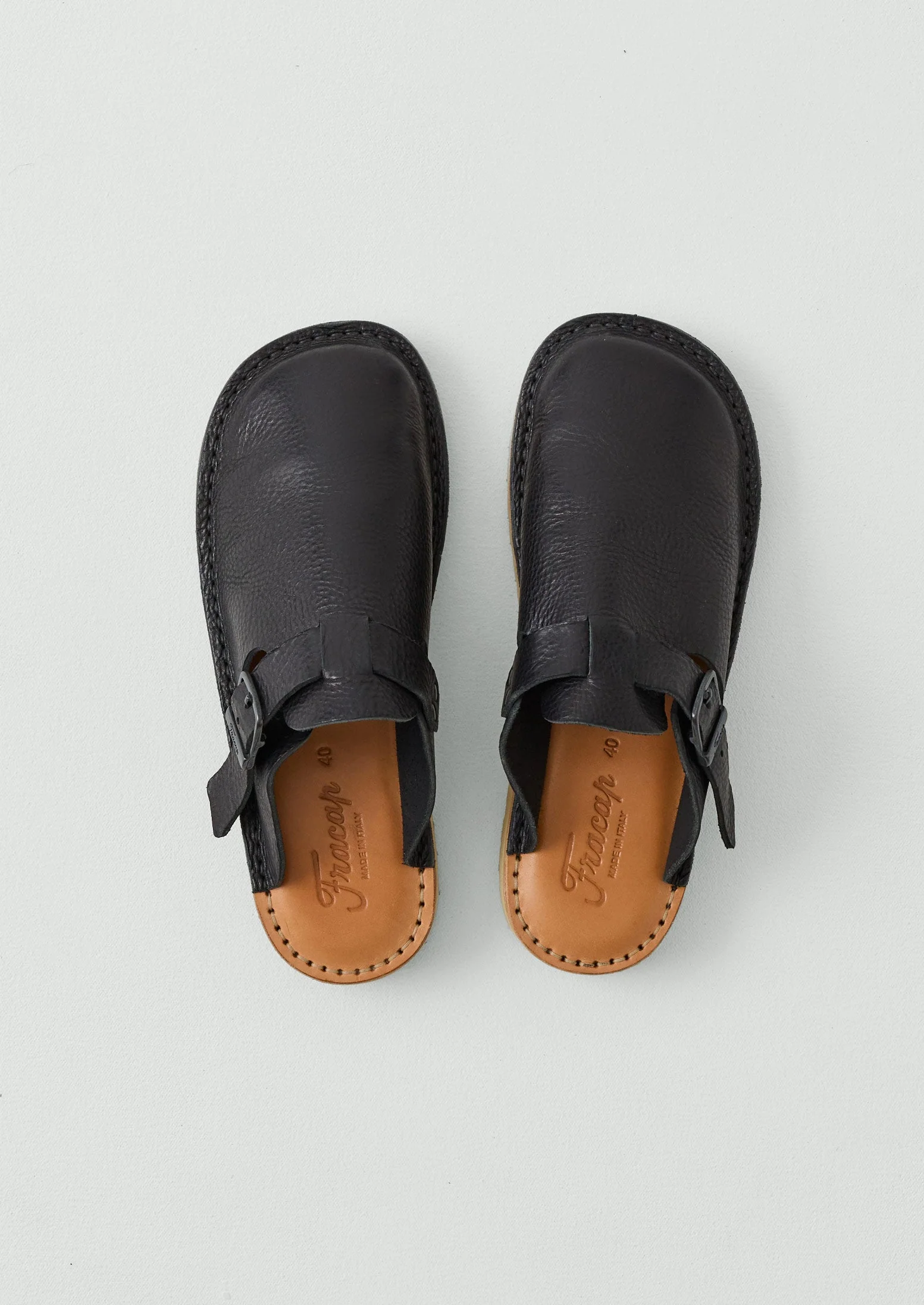 Fracap Leather Buckle Mules | Black - Image 4