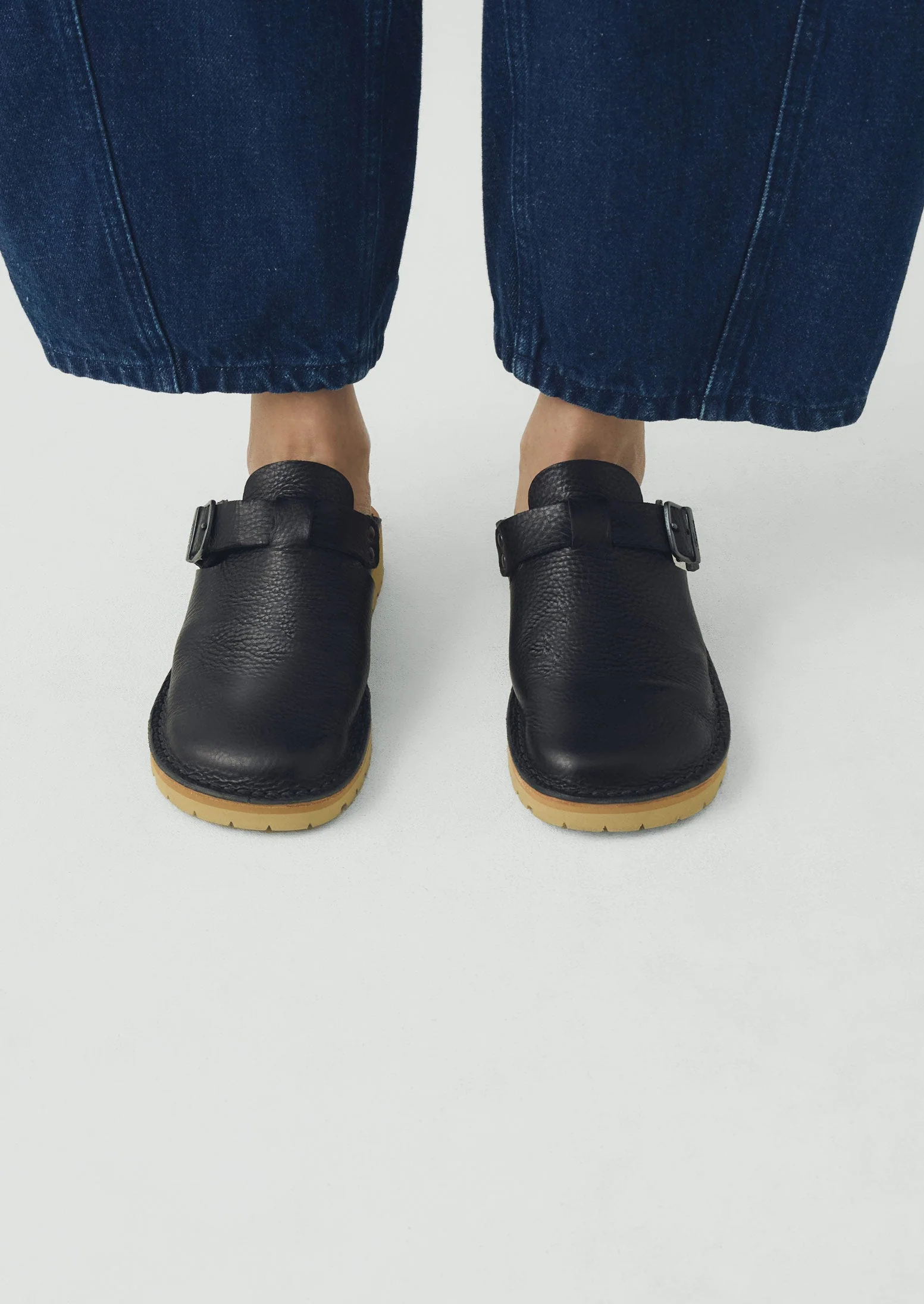 Fracap Leather Buckle Mules | Black - Image 6