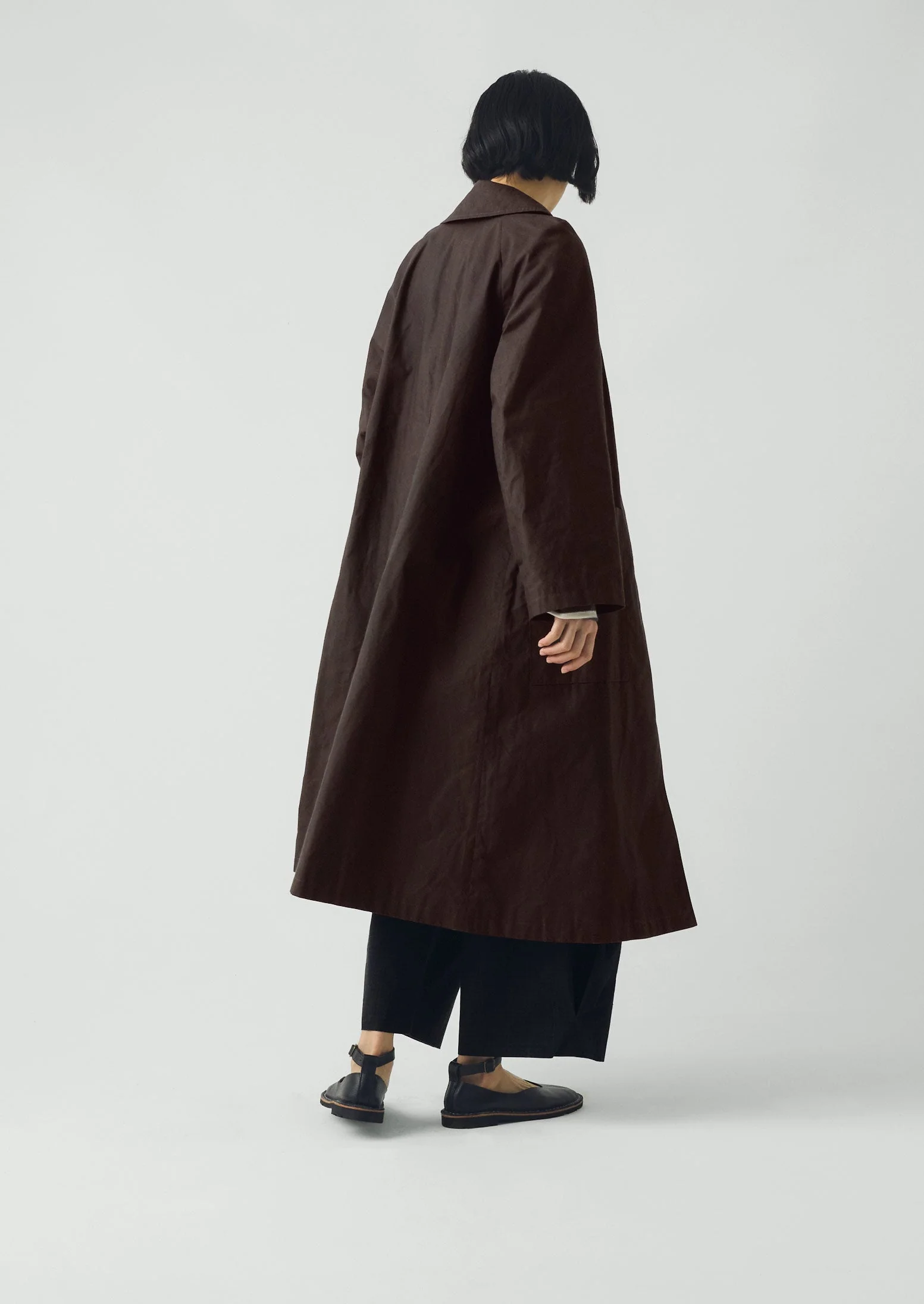 Frankie Waxed Cotton Raglan Coat | Chocolate - Image 5