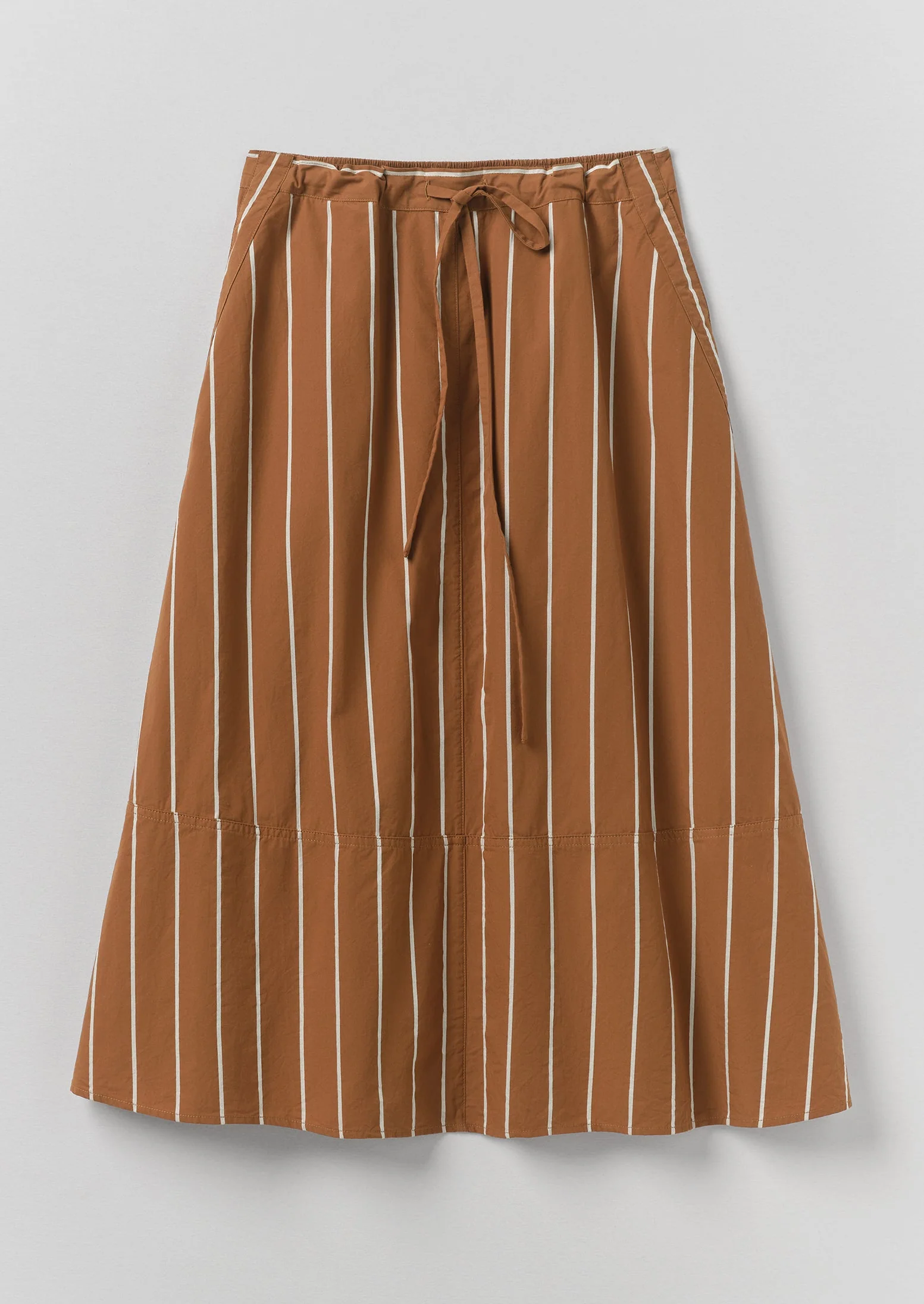 Garland Stripe Cotton Skirt | Copper/Ecru