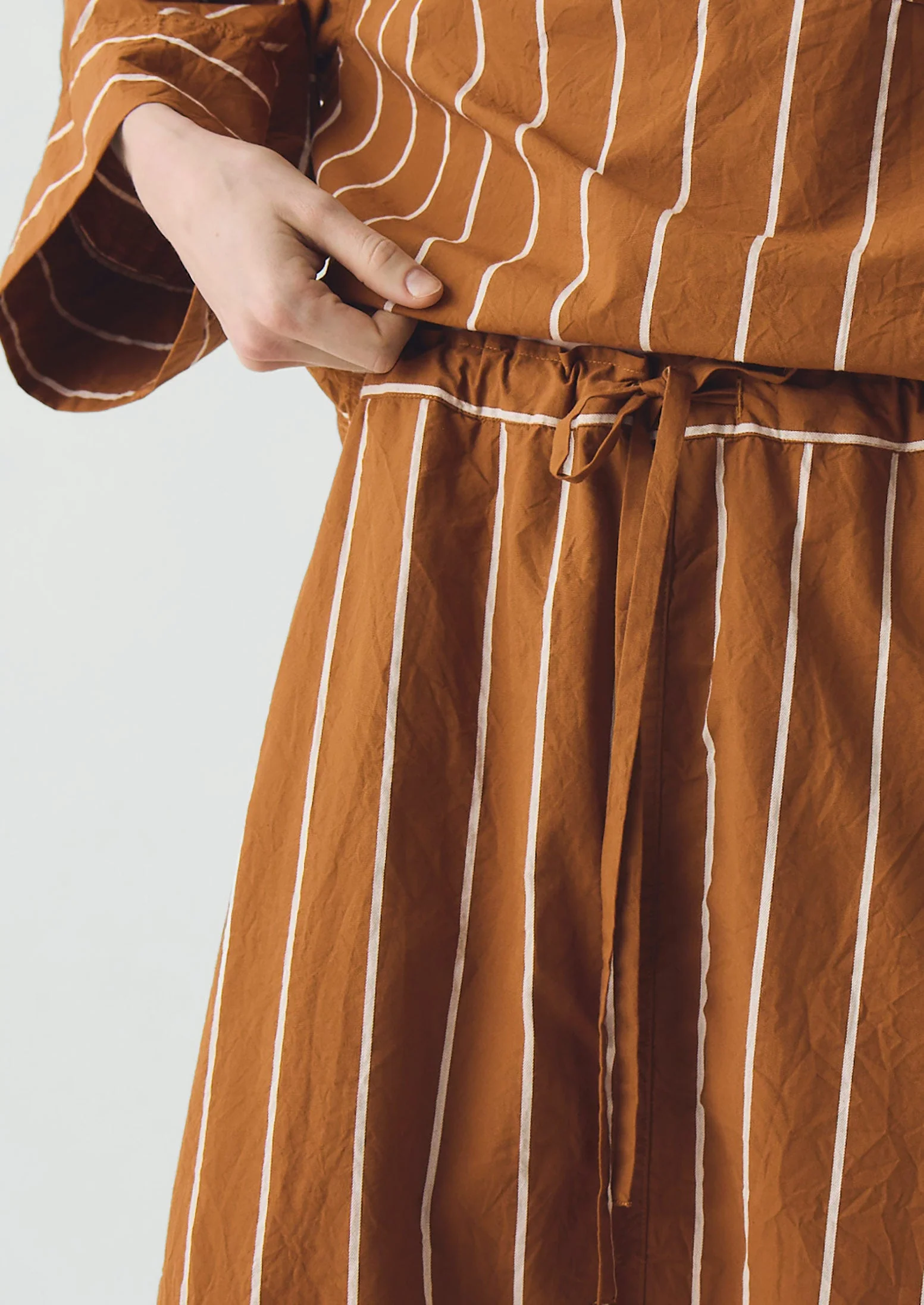 Garland Stripe Cotton Skirt | Copper/Ecru - Image 4