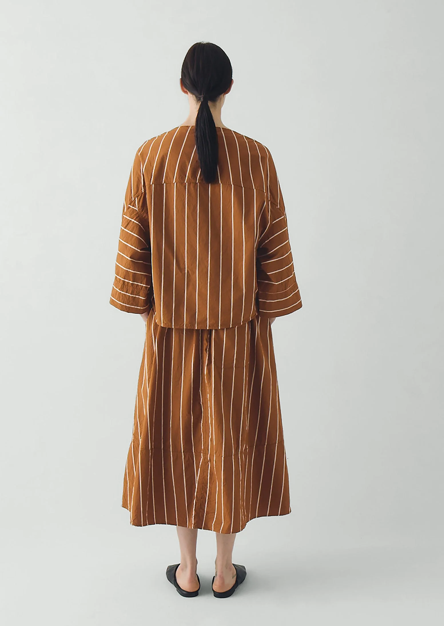 Garland Stripe Cotton Skirt | Copper/Ecru - Image 5