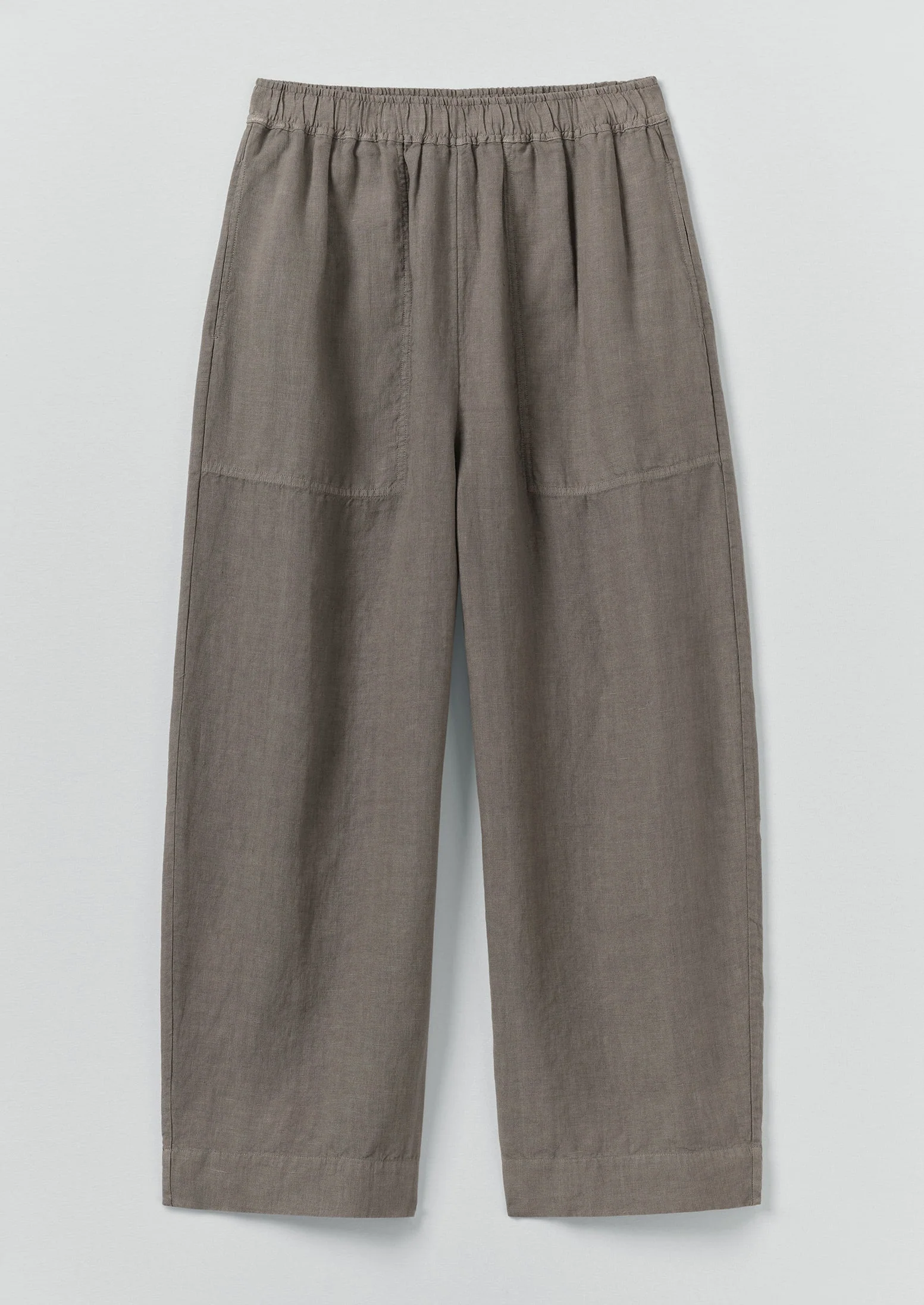Garment Dyed Linen Barrel Leg Trousers | Iron