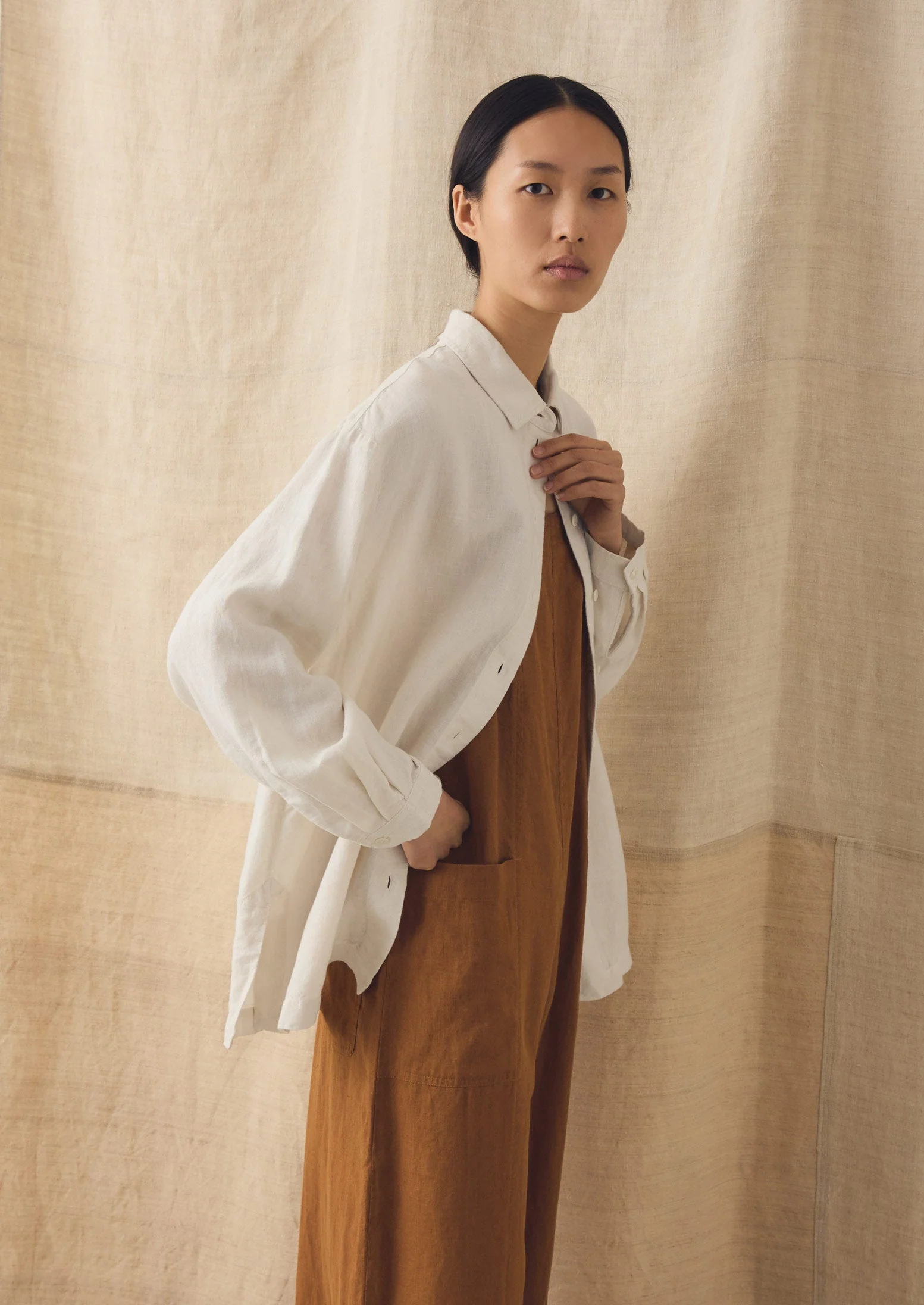Garment Dyed Linen Easy Shirt | Oat - Image 2