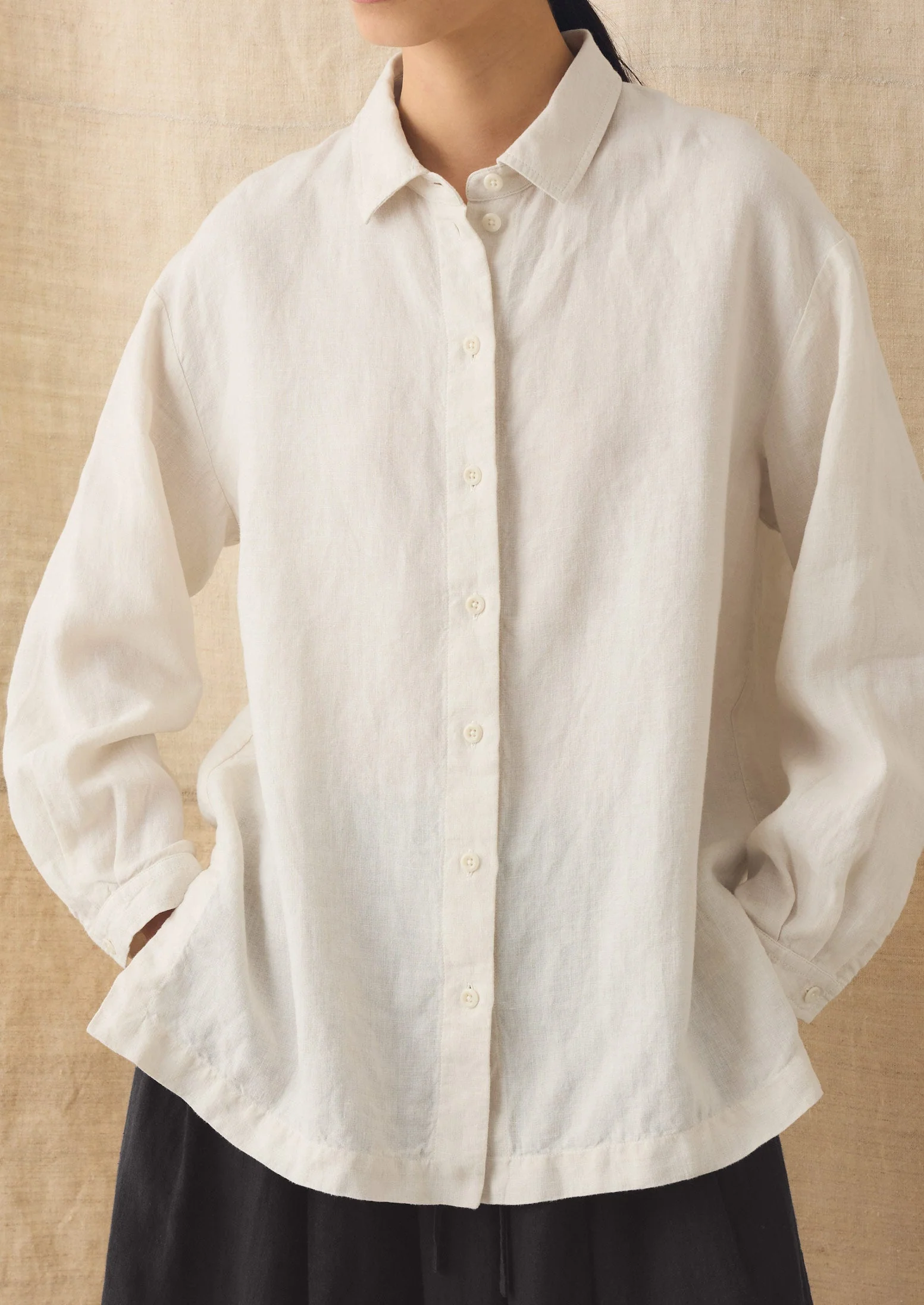 Garment Dyed Linen Easy Shirt | Oat - Image 3